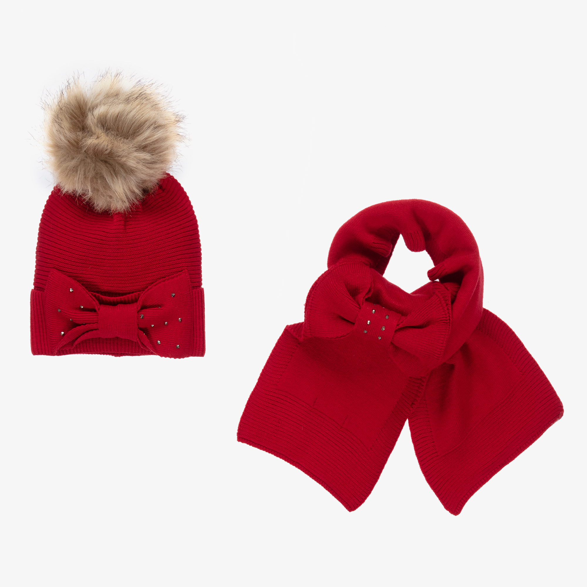 Girls red hat and sales scarf set