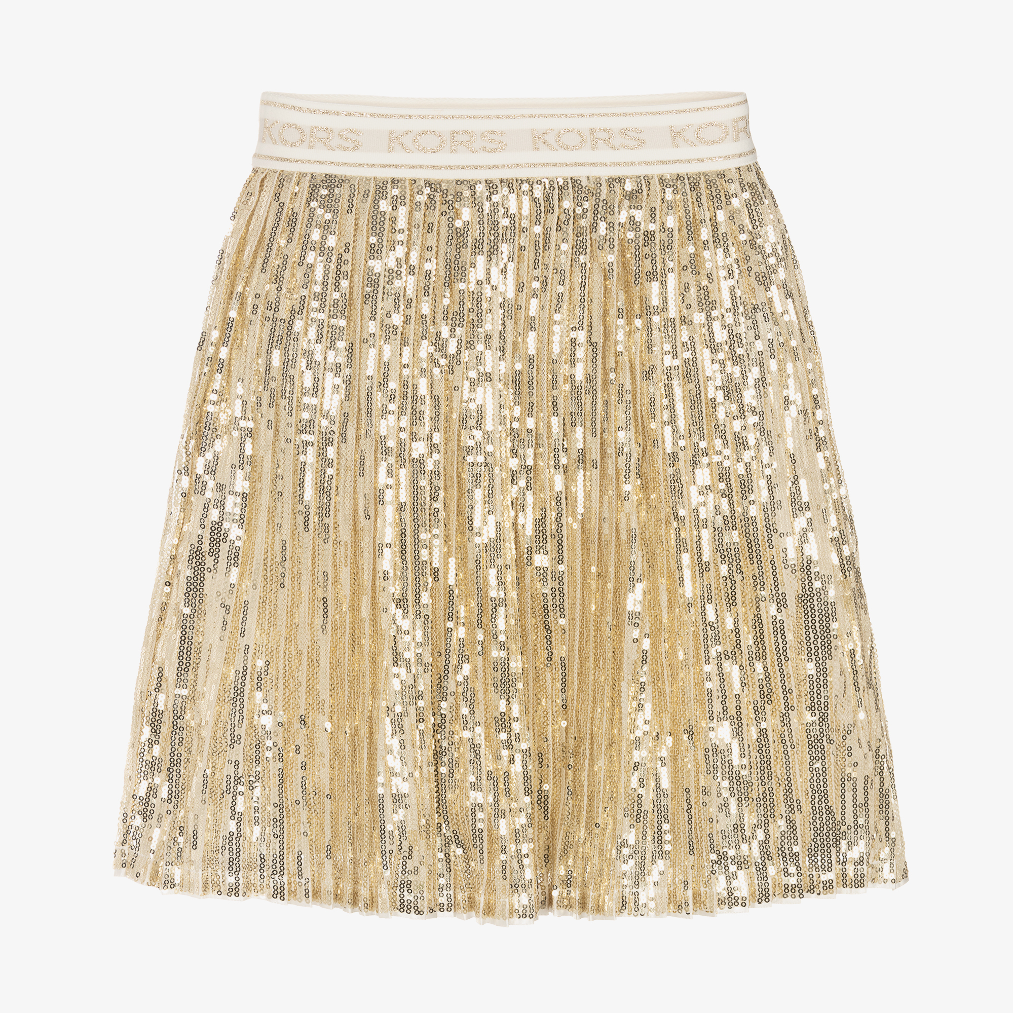 Michael Kors Kids Girls Gold Pleated Sequinned Skirt