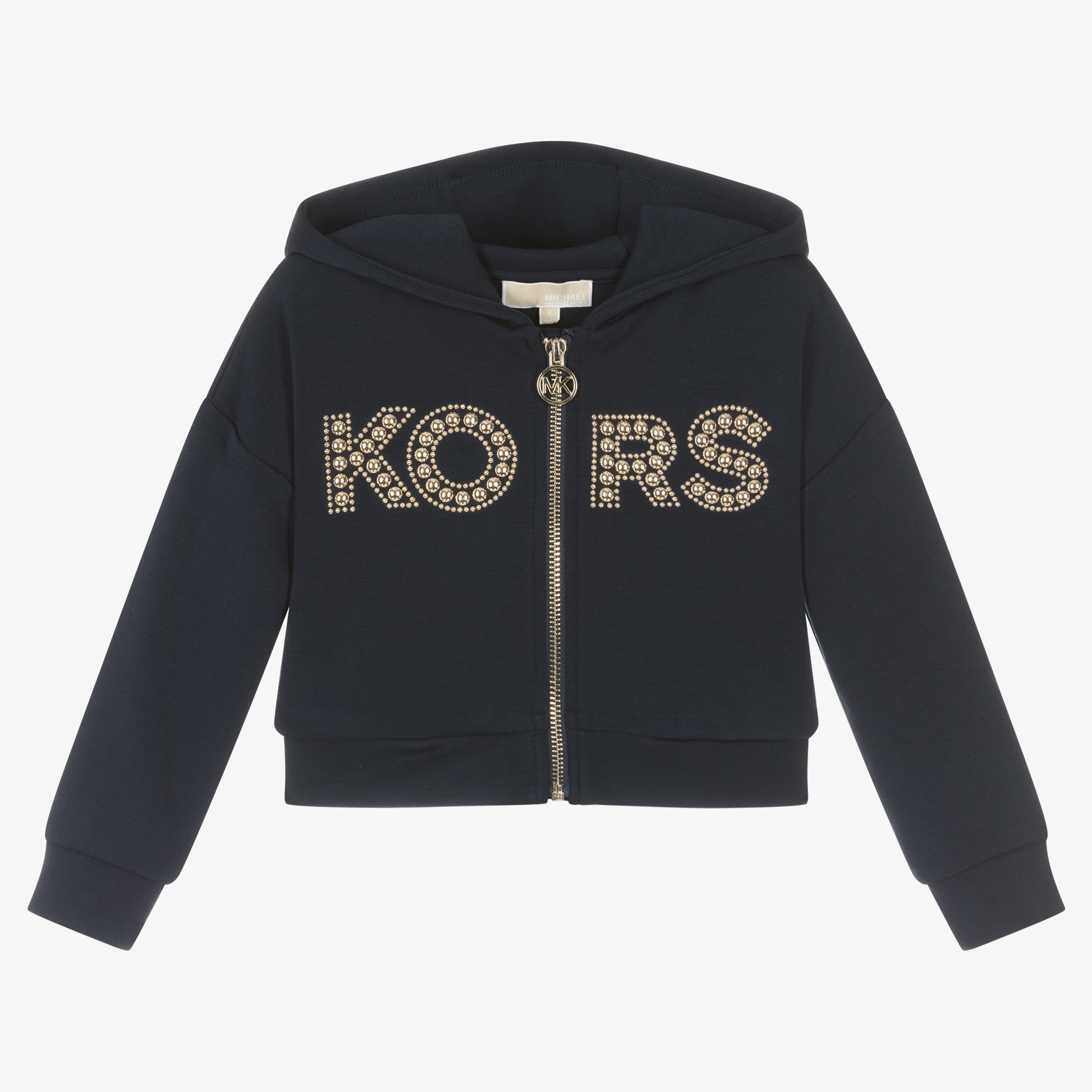 Michael Kors Kids Girls Navy Blue Studded Zip Up Hoodie Childrensalon Outlet