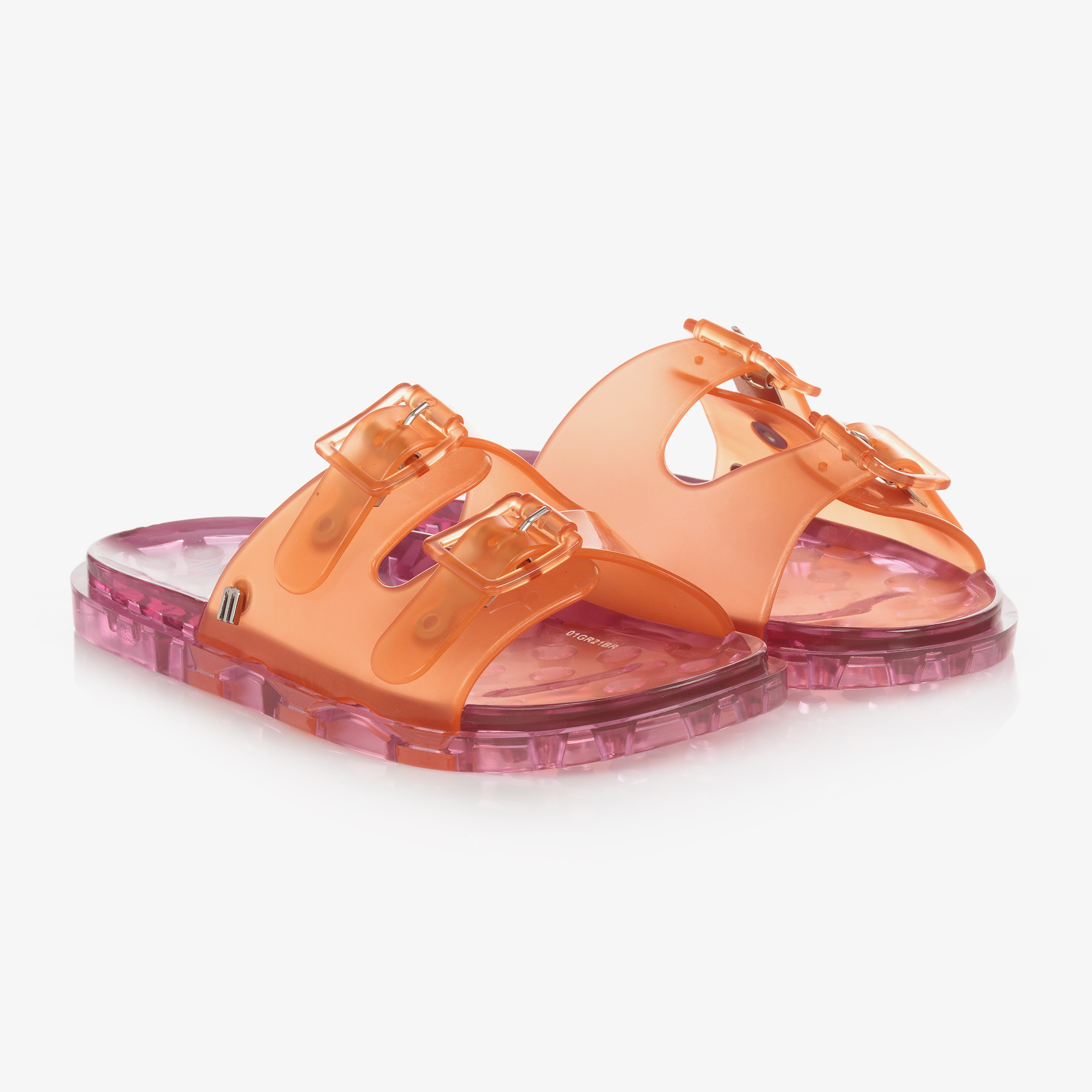 Melissa Shock Jelly Orange and 2024 Pink Clear Sandals New 22'