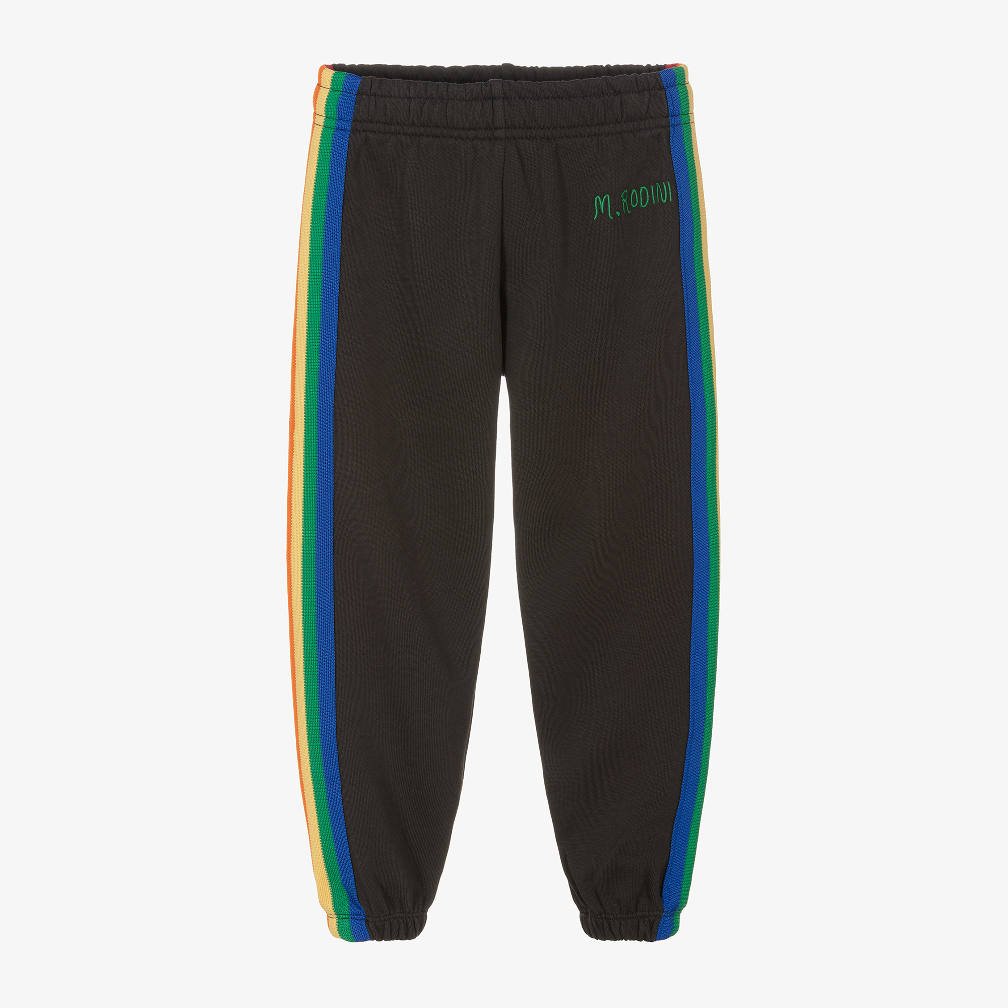 Mini Rodini Black Cotton Rainbow Stripe Joggers