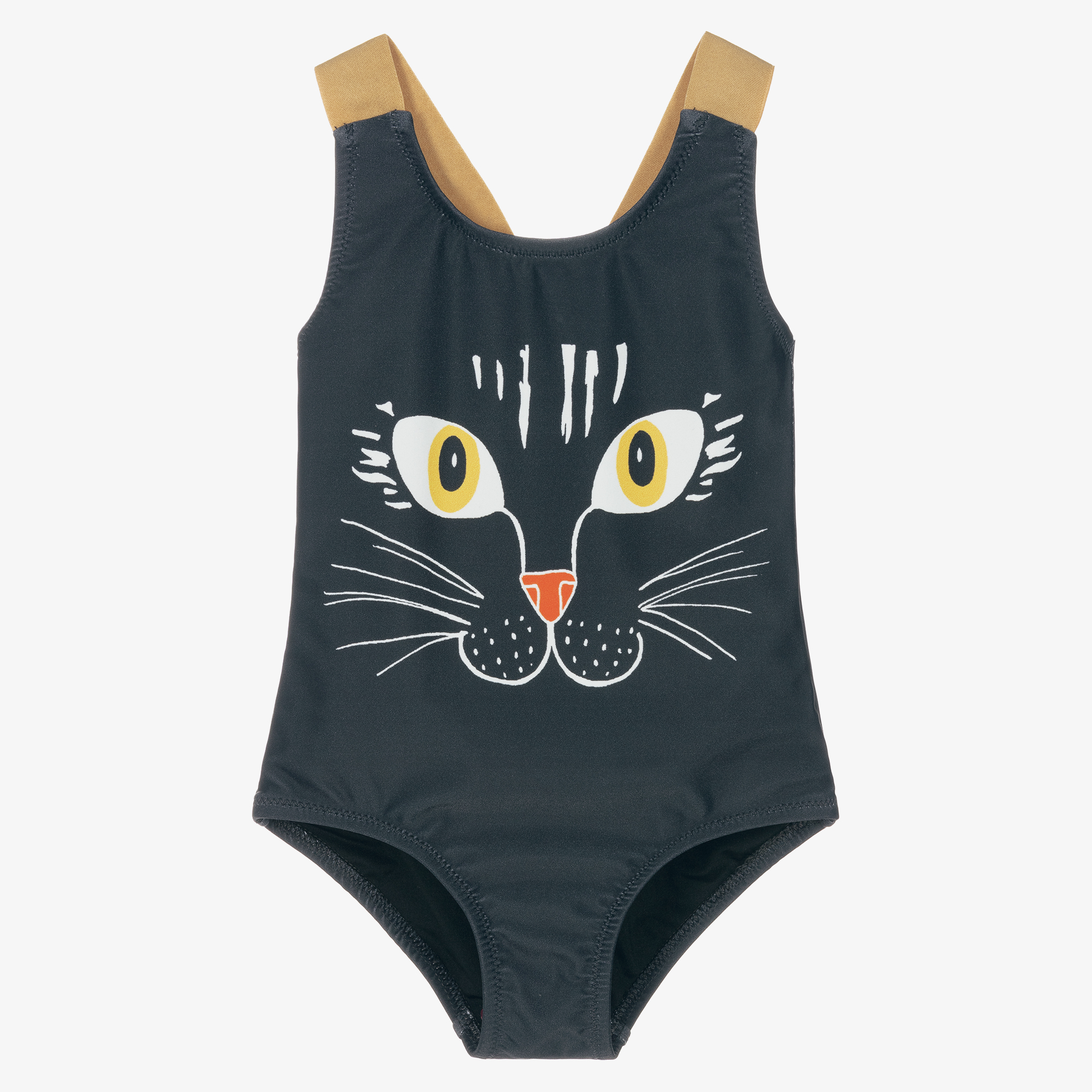 Mini Rodini Girls Black Cat Swimsuit UPF50 Childrensalon Outlet