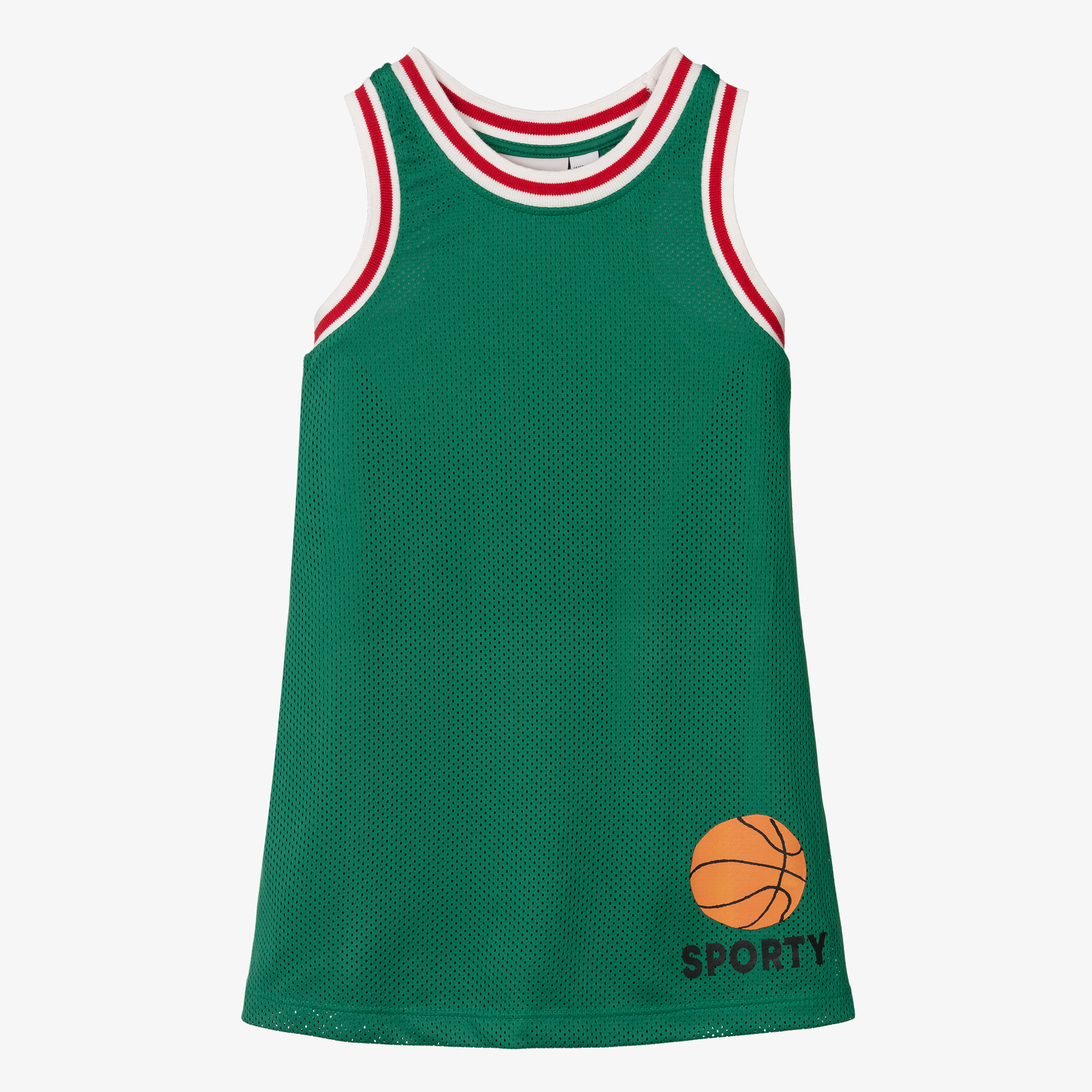 Mini Rodini Girls Green Mesh Jersey Basketball Dress