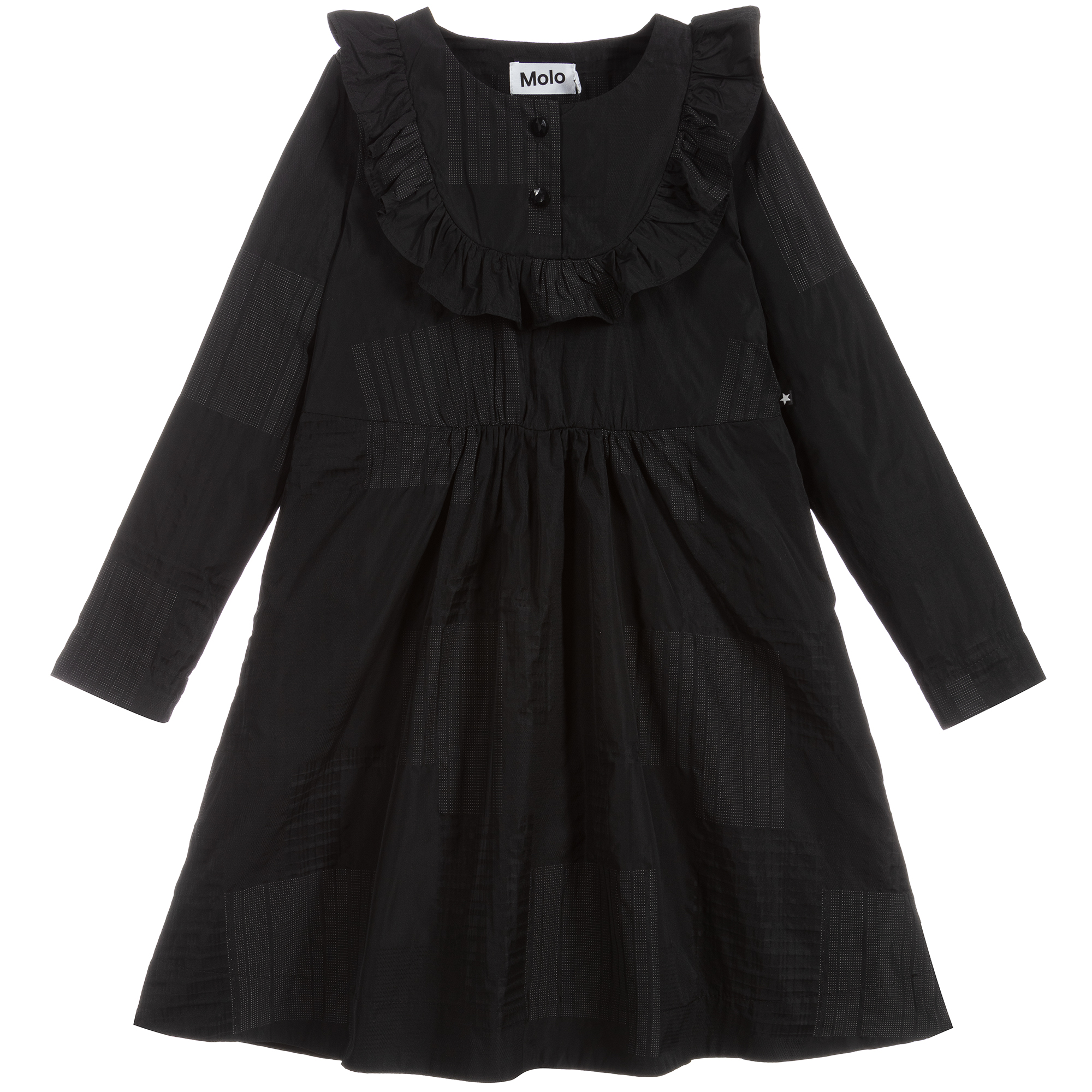 Molo Black Polyester Ruffle Dress Childrensalon Outlet