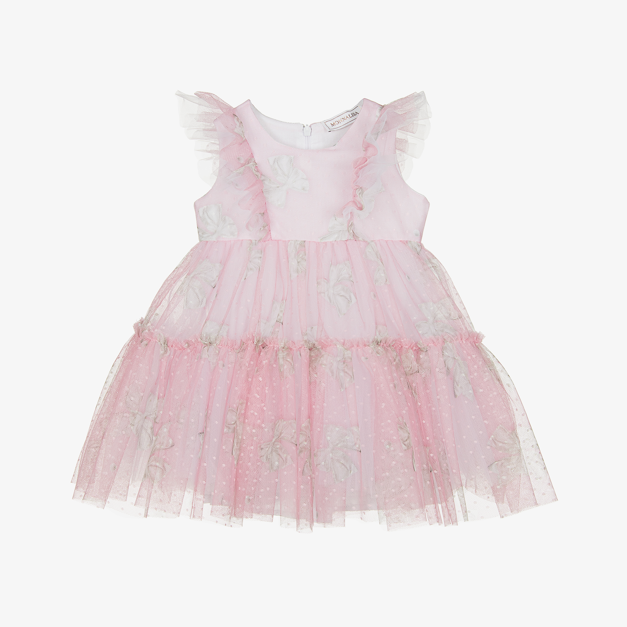 Monnalisa bow-print dropped-waist dresss - Pink