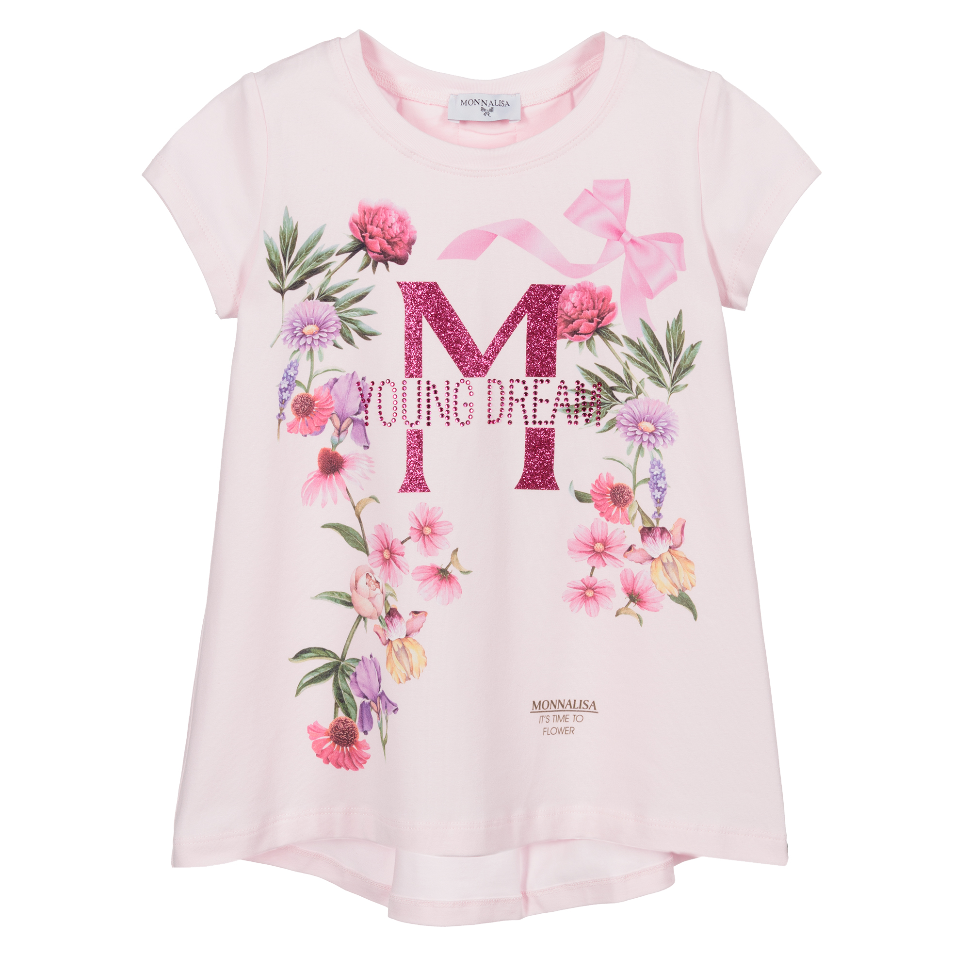 Monnalisa floral-print cotton short - Pink