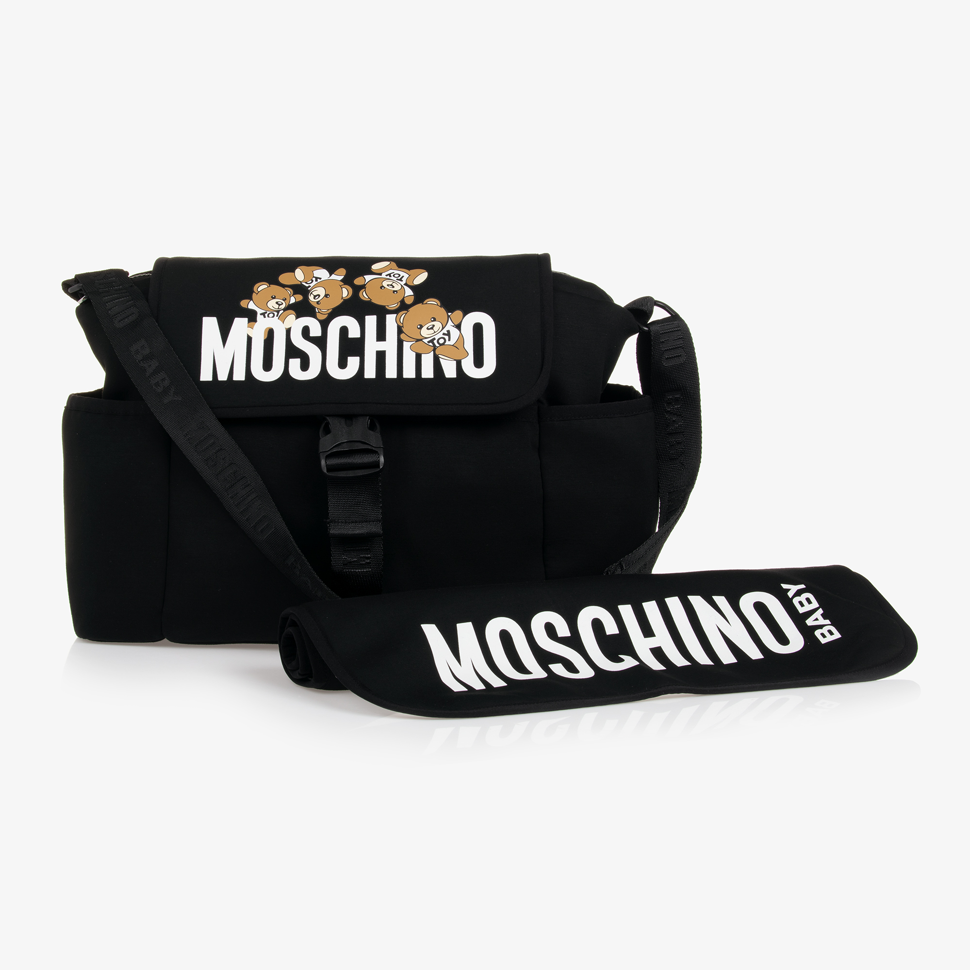 Moschino Baby Black Cotton Changing Bag 40cm Childrensalon Outlet