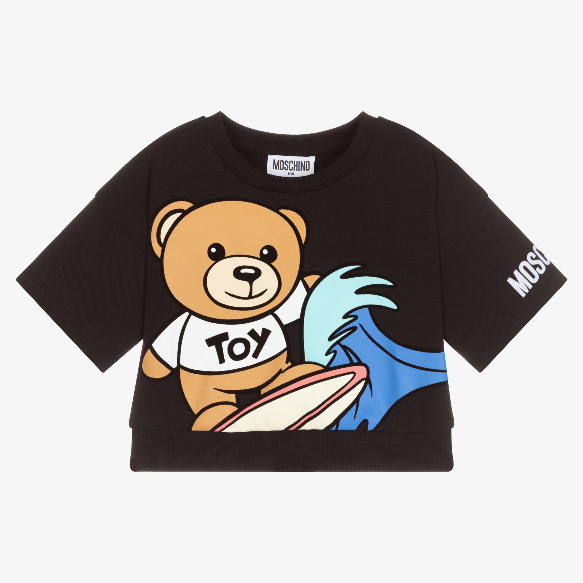 Moschino Kid-Teen Black Teddy Bear Logo T-Shirt