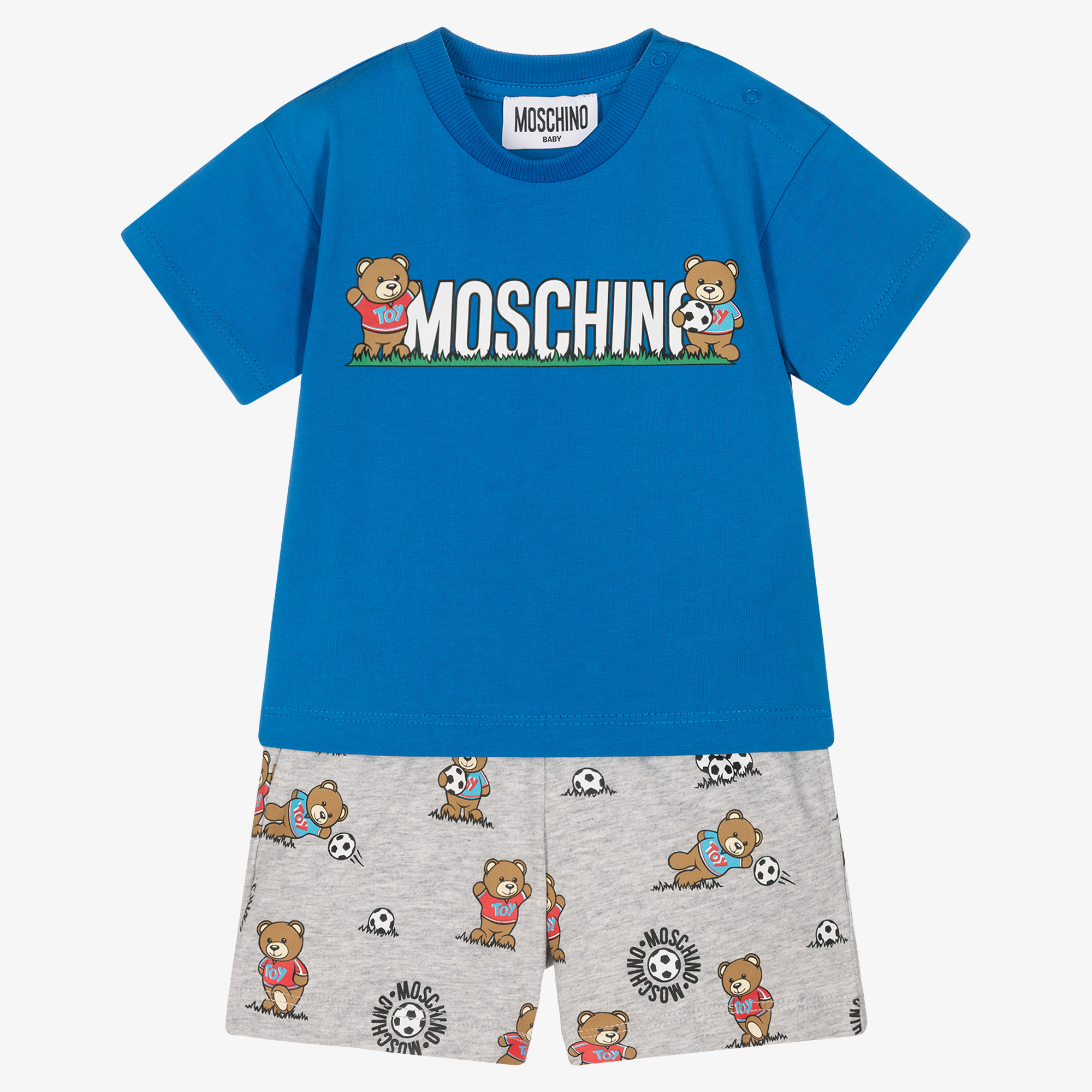 Moschino Kids illustration-print cotton short set - Blue