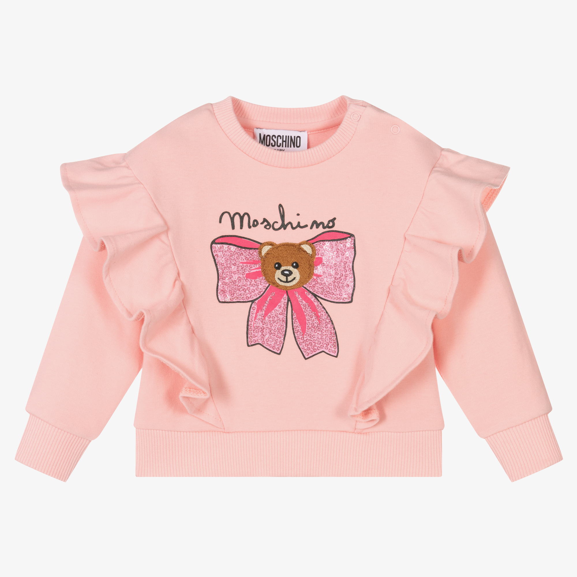 Pink ruffle sweatshirt sale