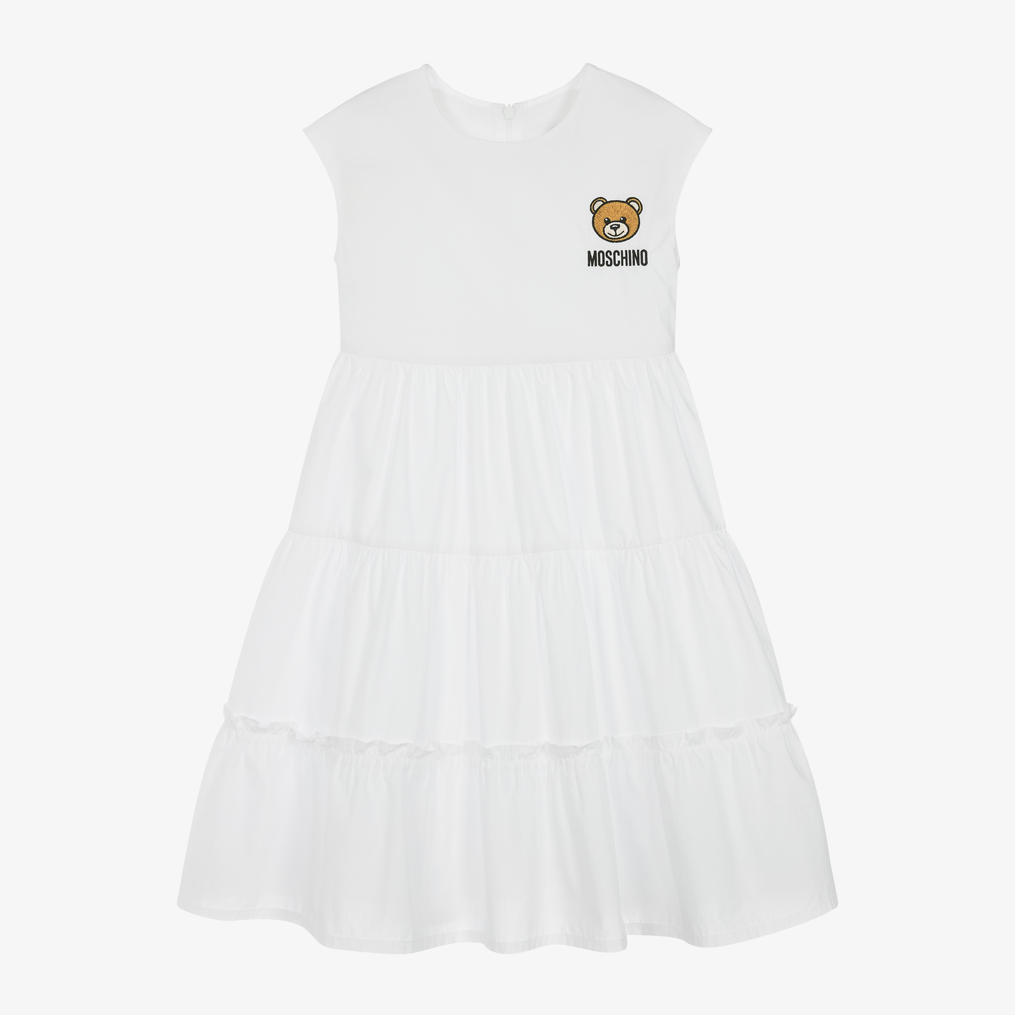 Moschino Girls White Cotton Midi Dress