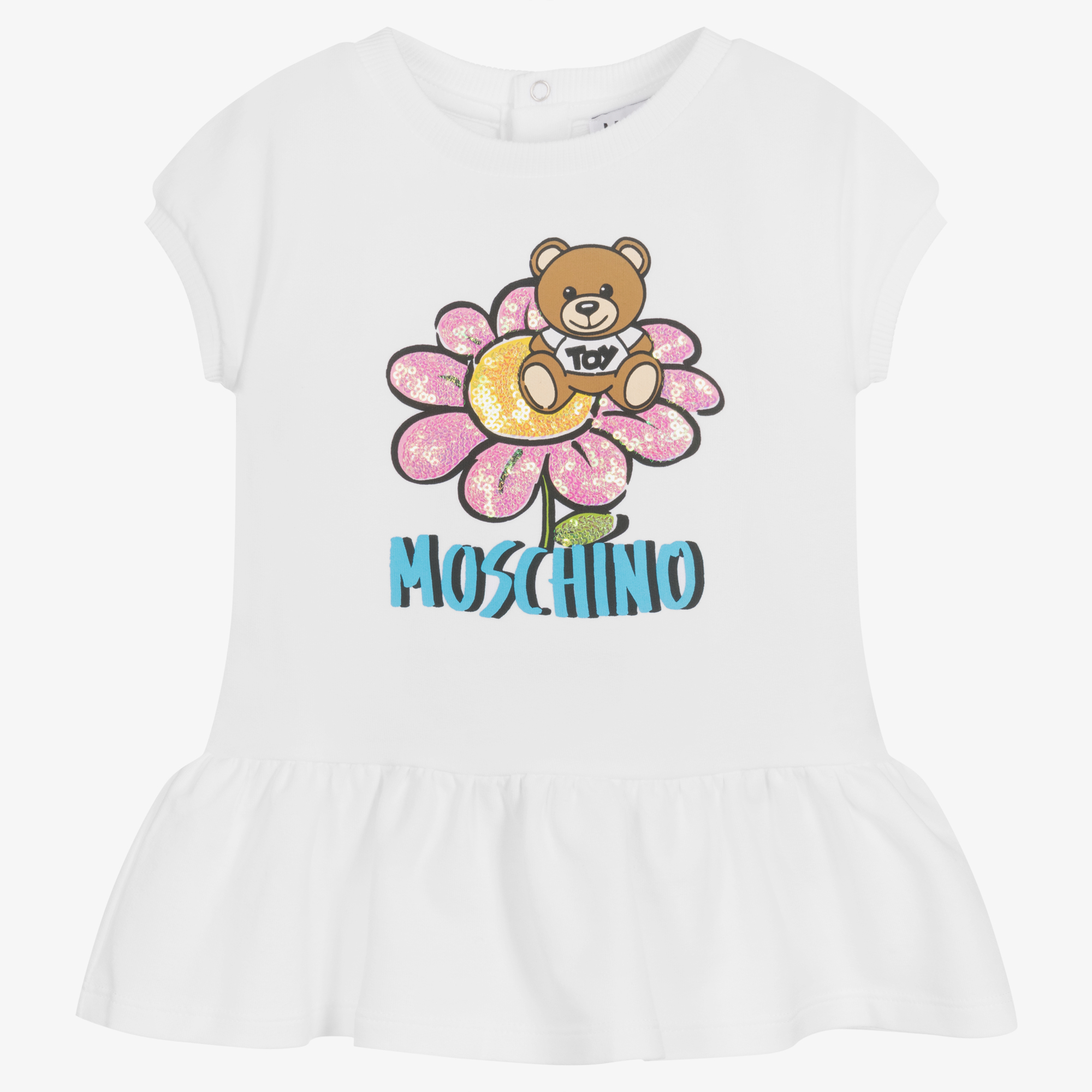 Moschino Baby - Girls Pink Flower Logo T-Shirt | Childrensalon Outlet