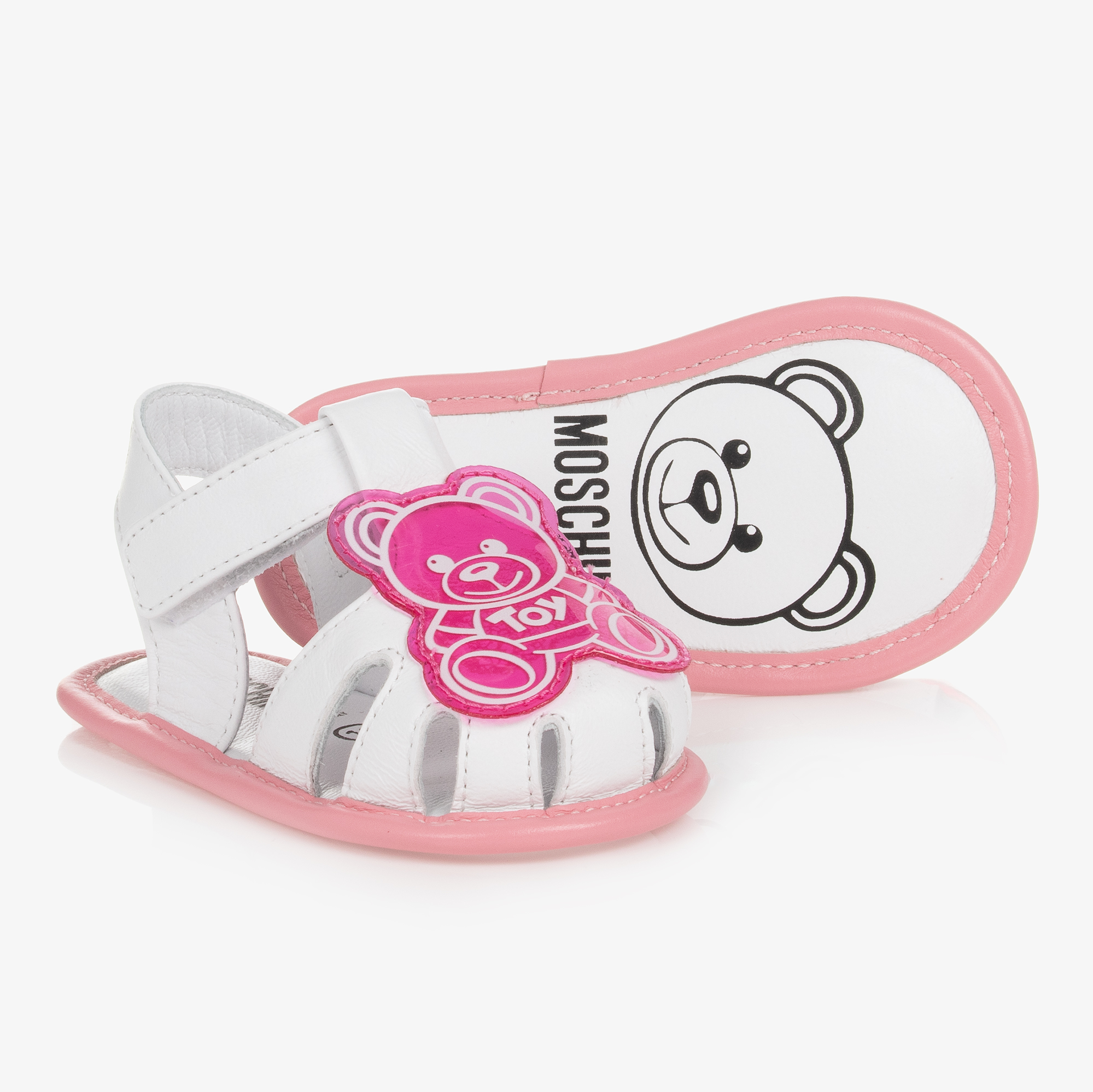 Moschino Kids Teddy Bear leather sandals - White