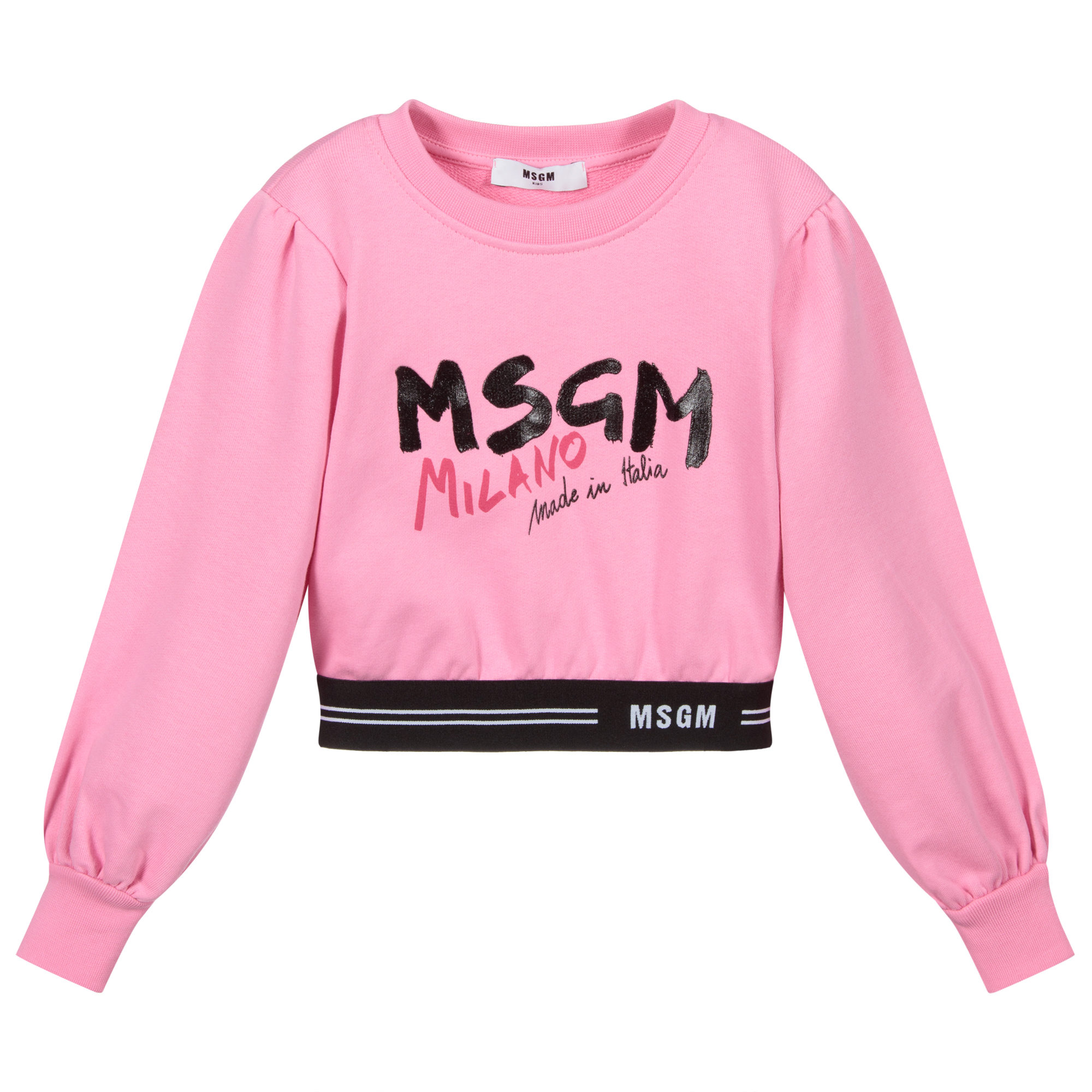 MSGM Pink Cotton Logo Sweatshirt