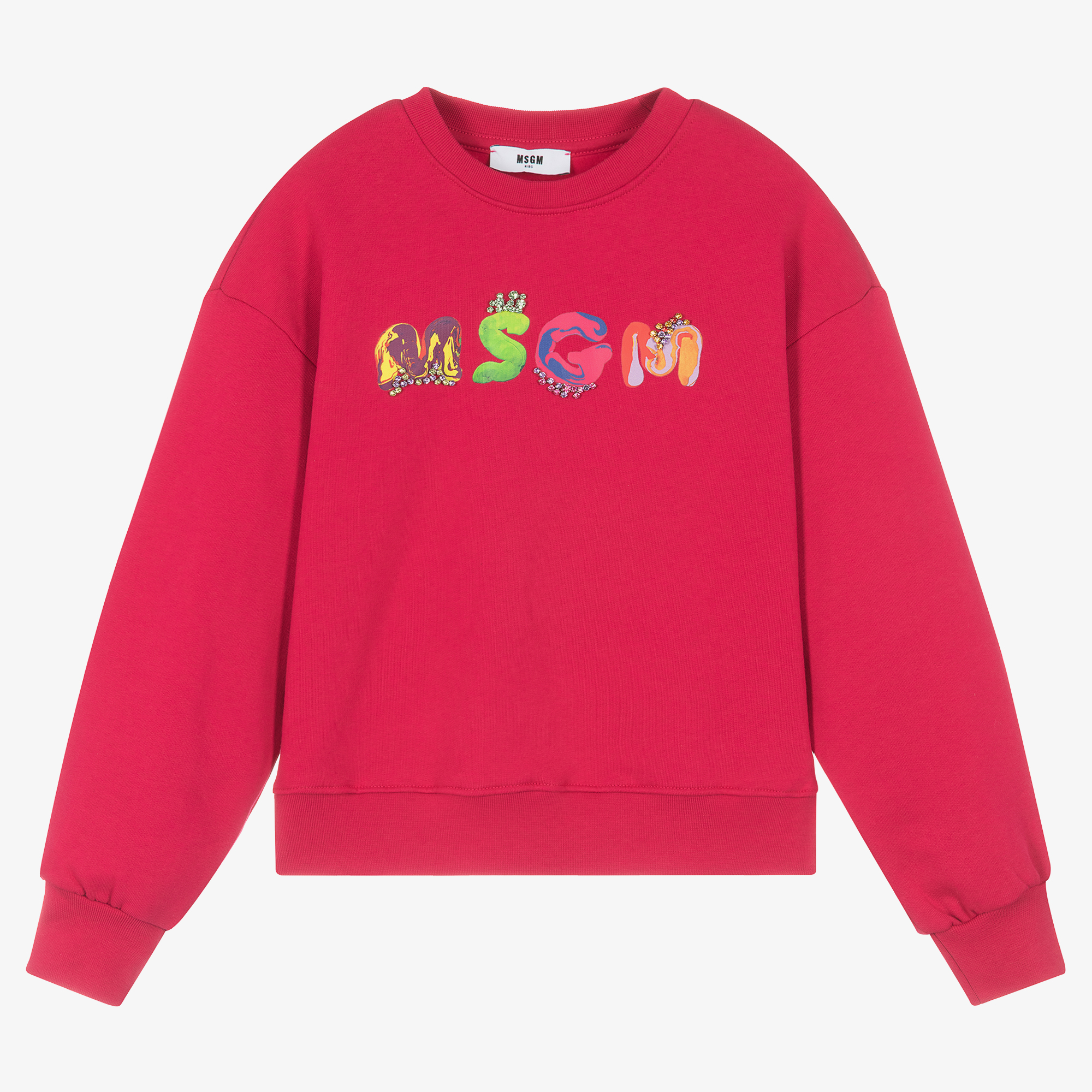 MSGM Teen Girls Pink Cotton Jewel Sweatshirt