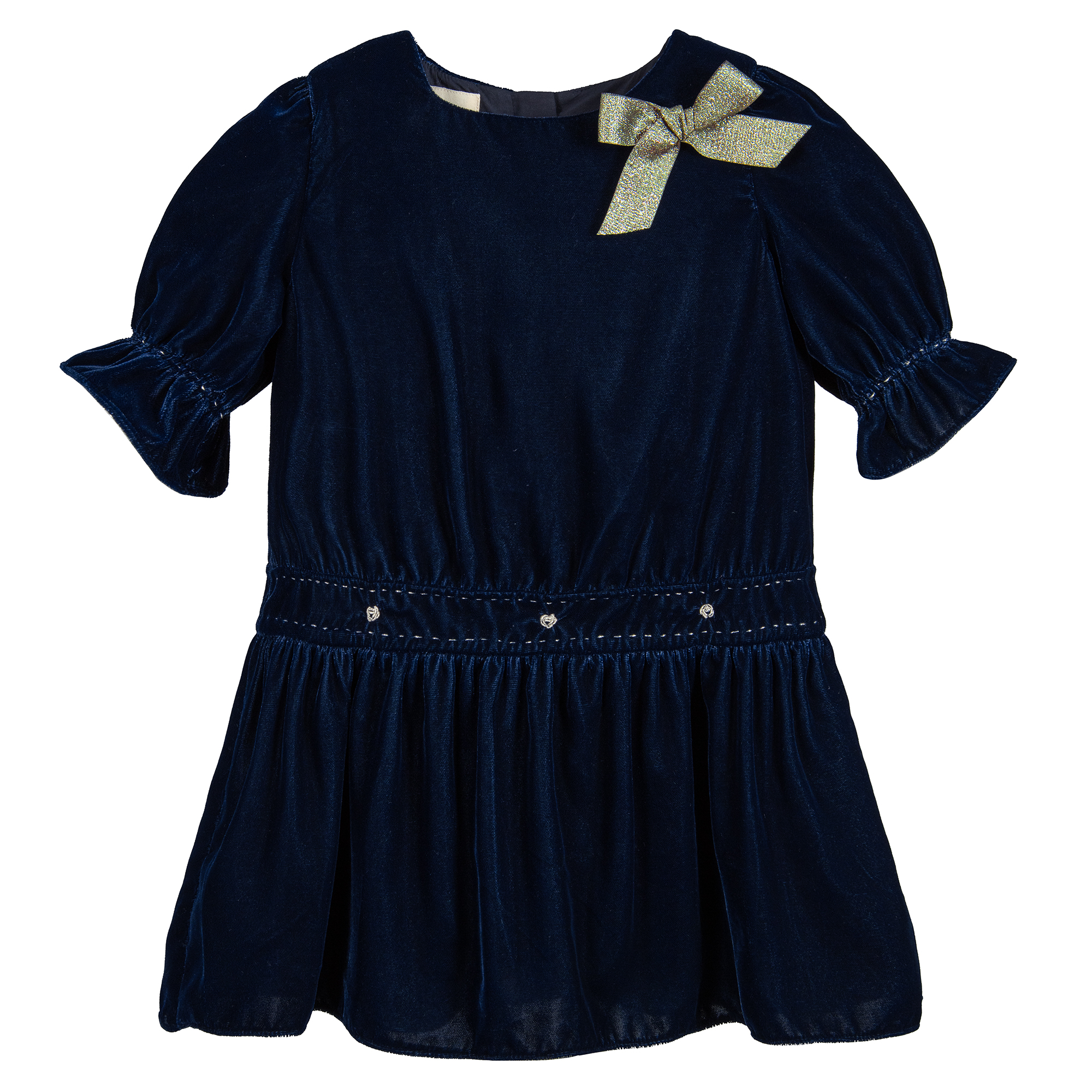 Nanos - Girls Blue Cotton Dress | Childrensalon Outlet