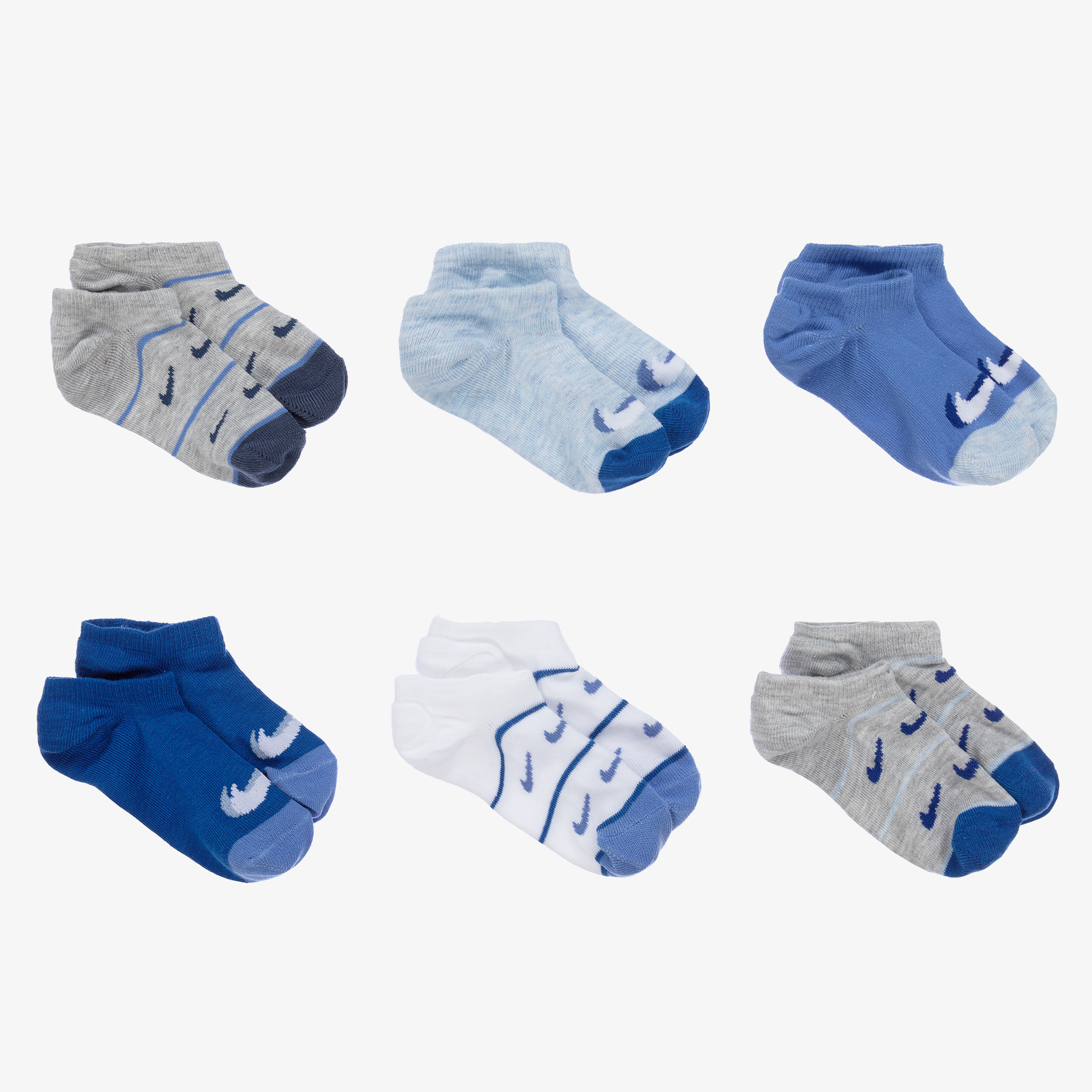 Nike Blue Grey Trainer Socks 6 Pack