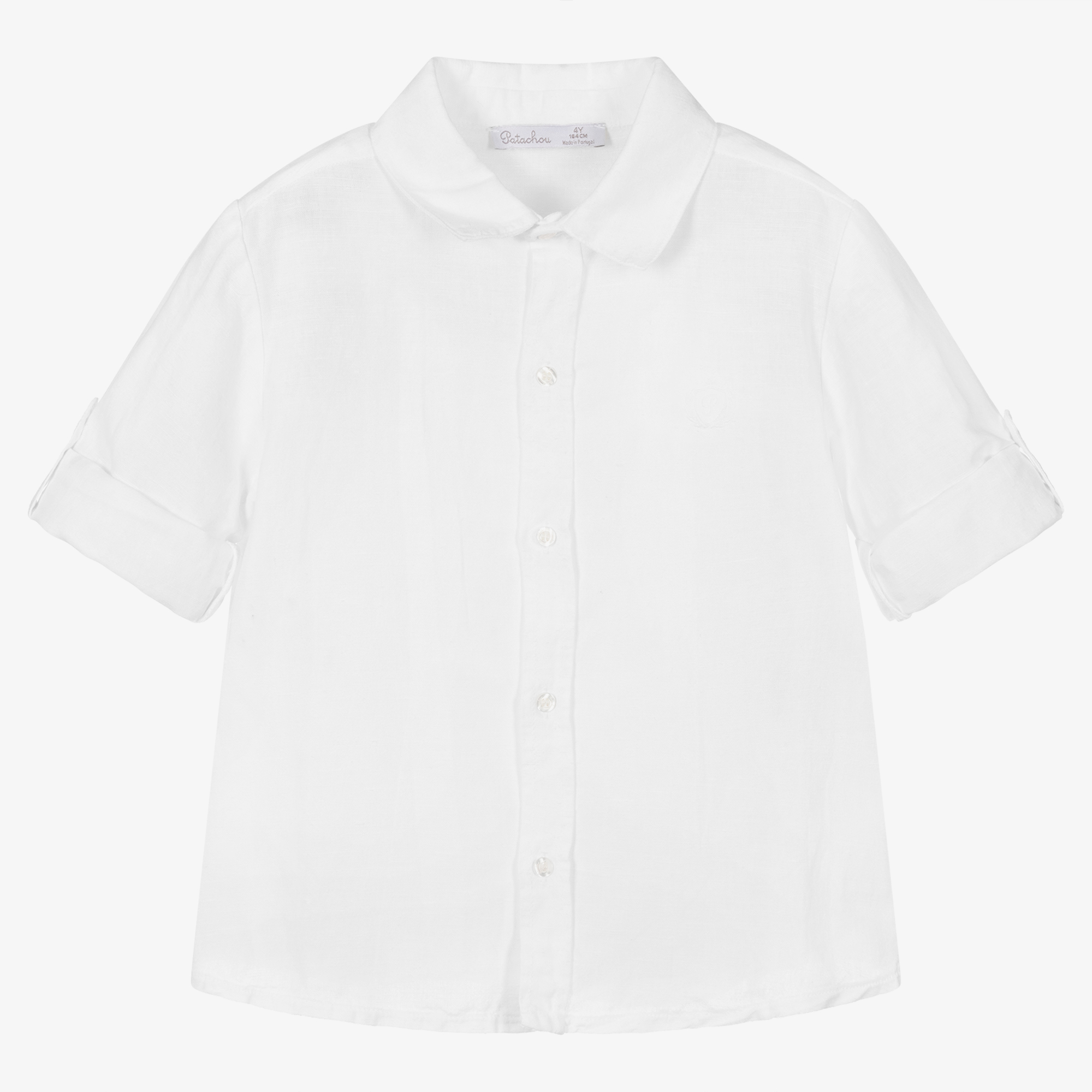 Patachou short-sleeved linen shirt - White