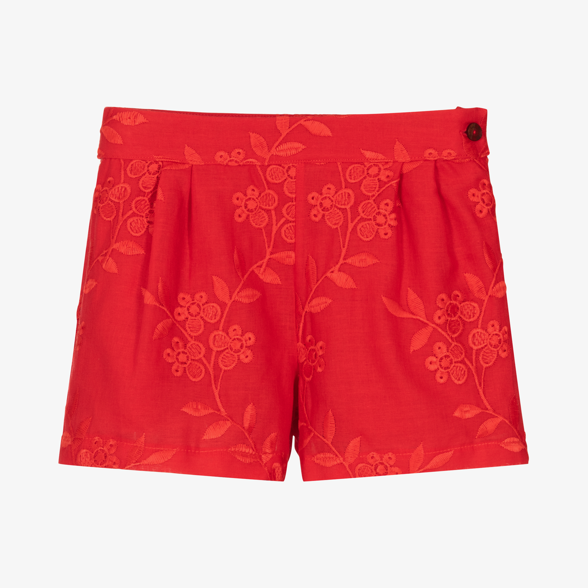 Girls red cotton shorts best sale