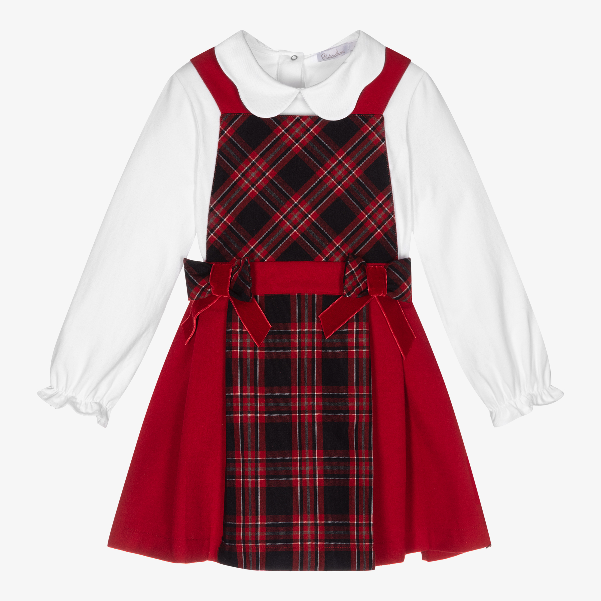 Ladies red deals pinafore dress