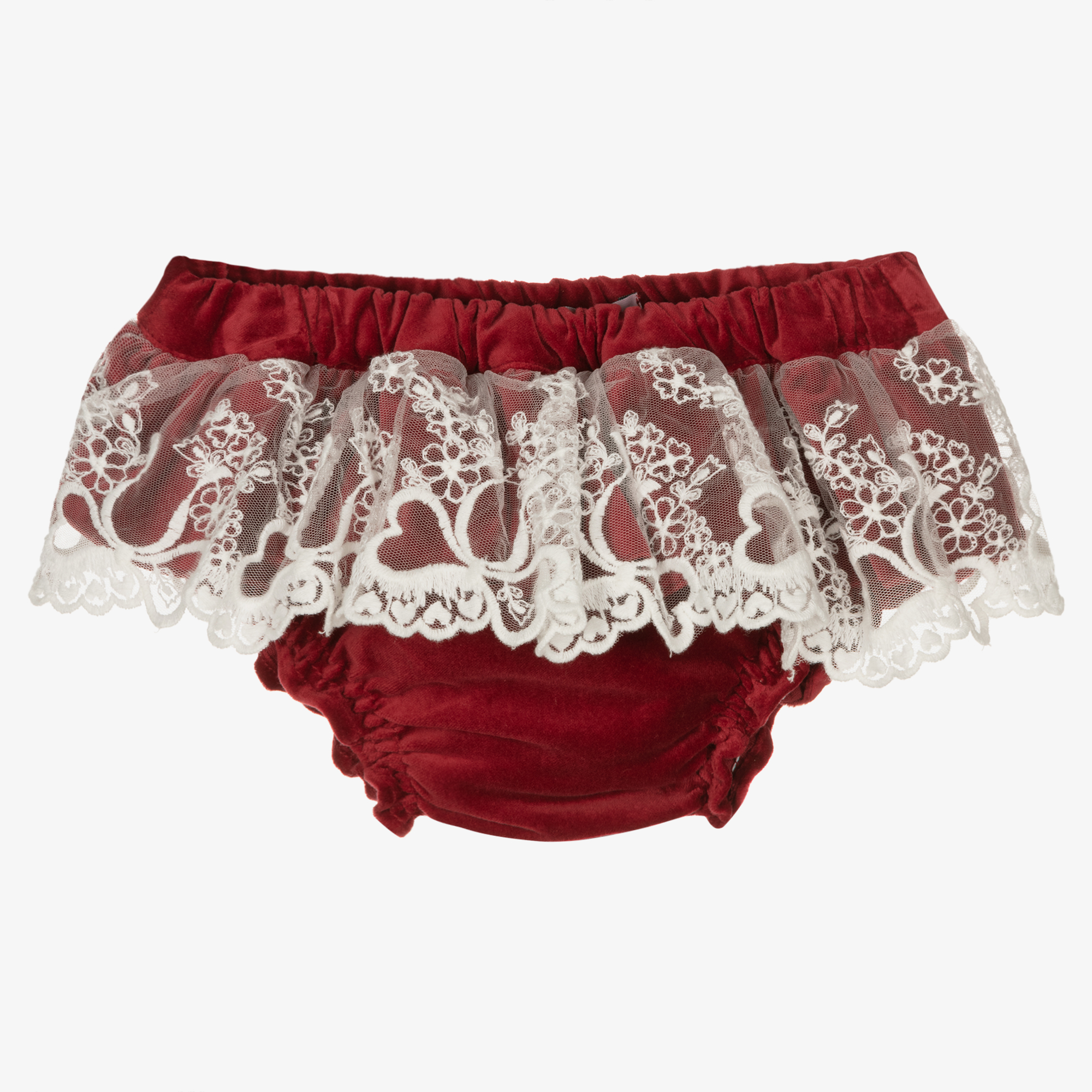 Phi Clothing - Girls Red Cotton Velvet Bloomer Shorts