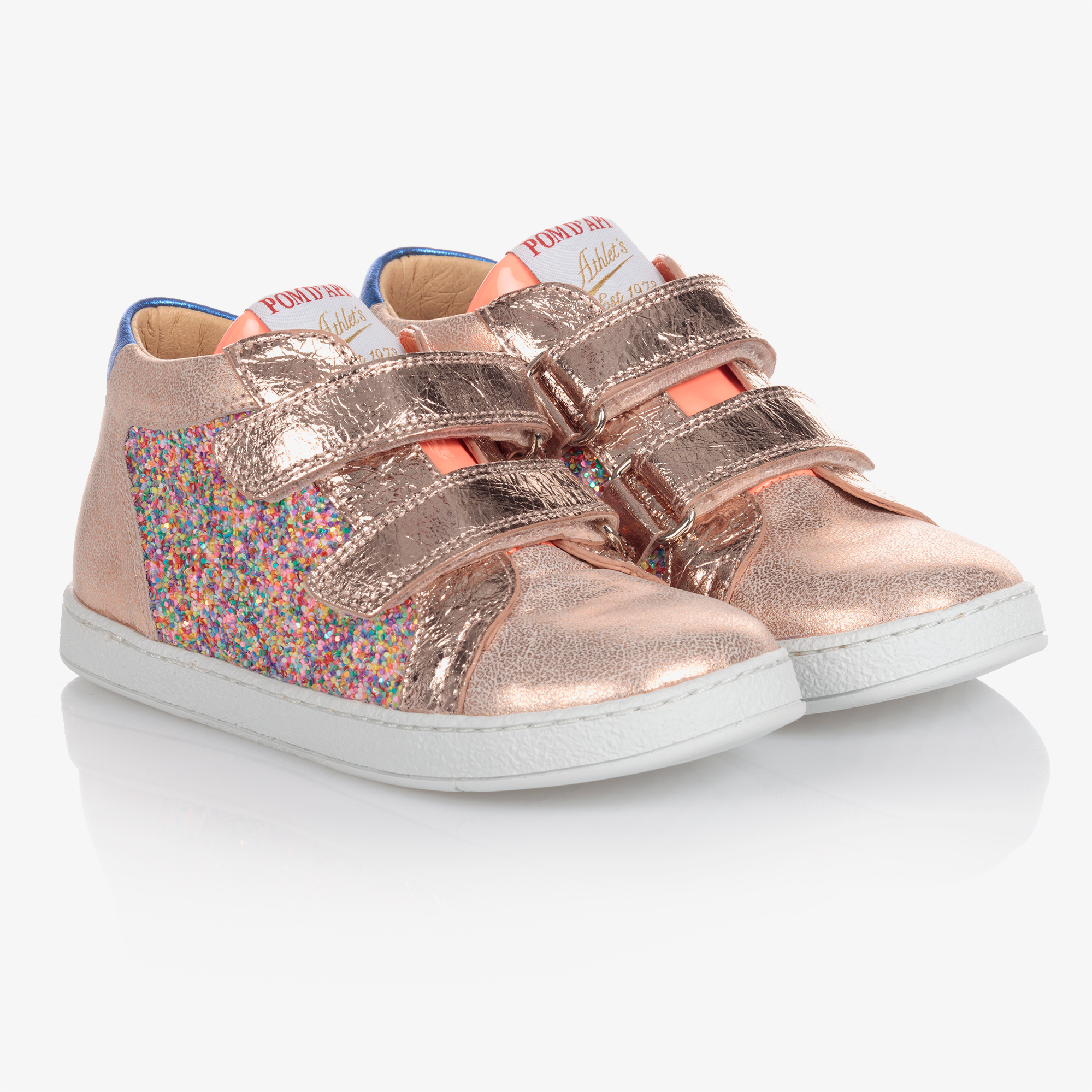 Rose gold leather on sale trainers