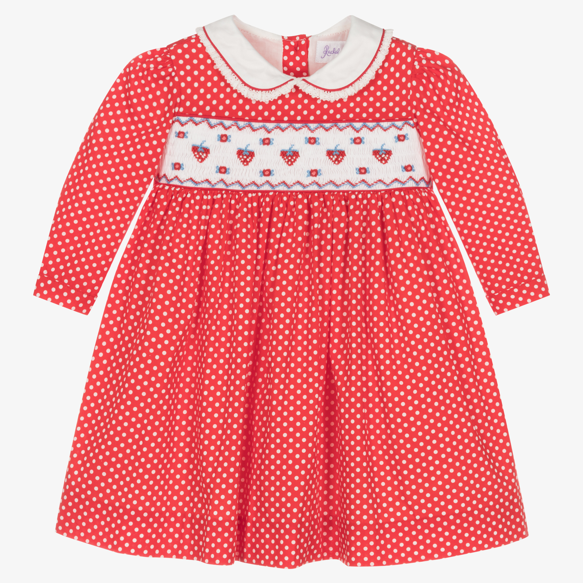 Rachel Riley Baby Girls Red Smocked Polka Dot Dress