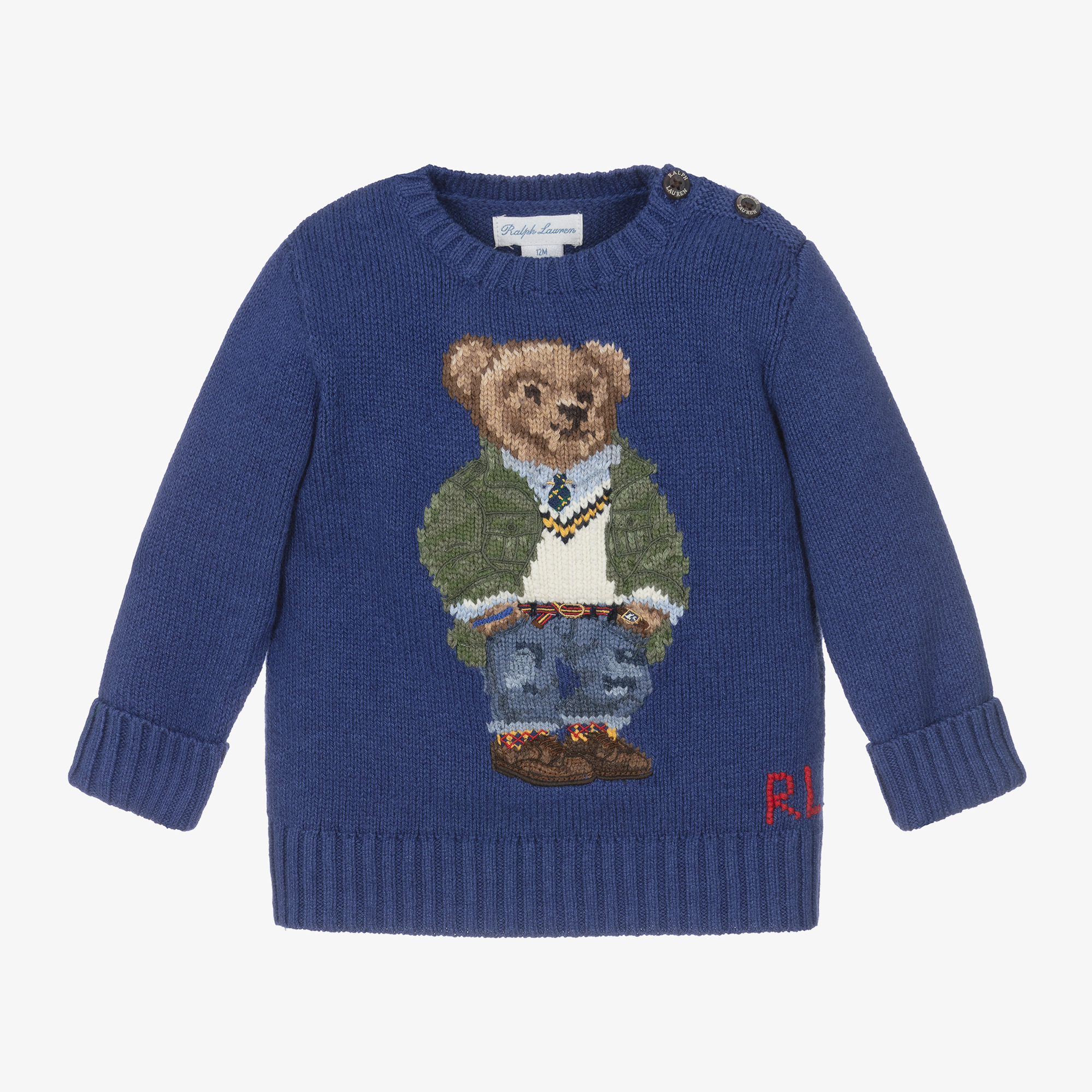 Ralph Lauren deals Baby Boy 18 Months Polo Bear Baseball Sweater Dark Blue