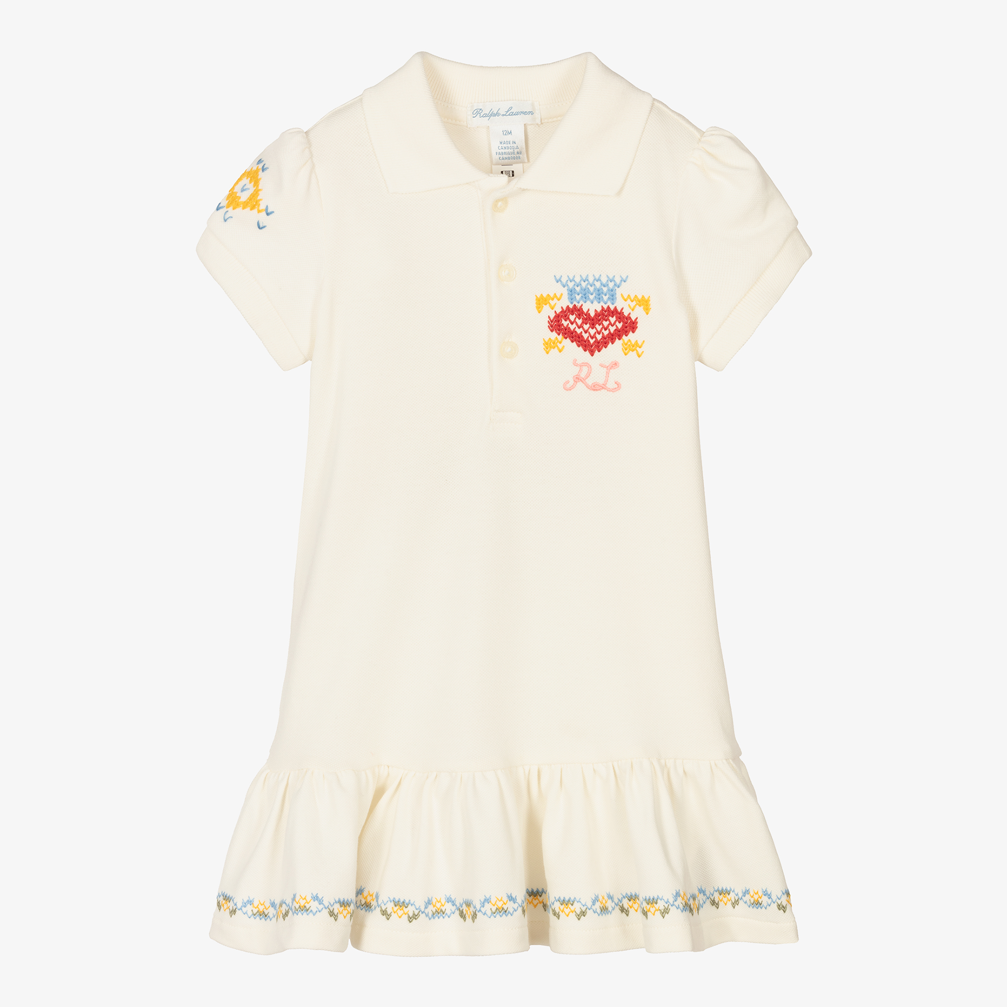 Ralph Lauren Baby Girls White Cotton Pique Polo Dress Childrensalon Outlet