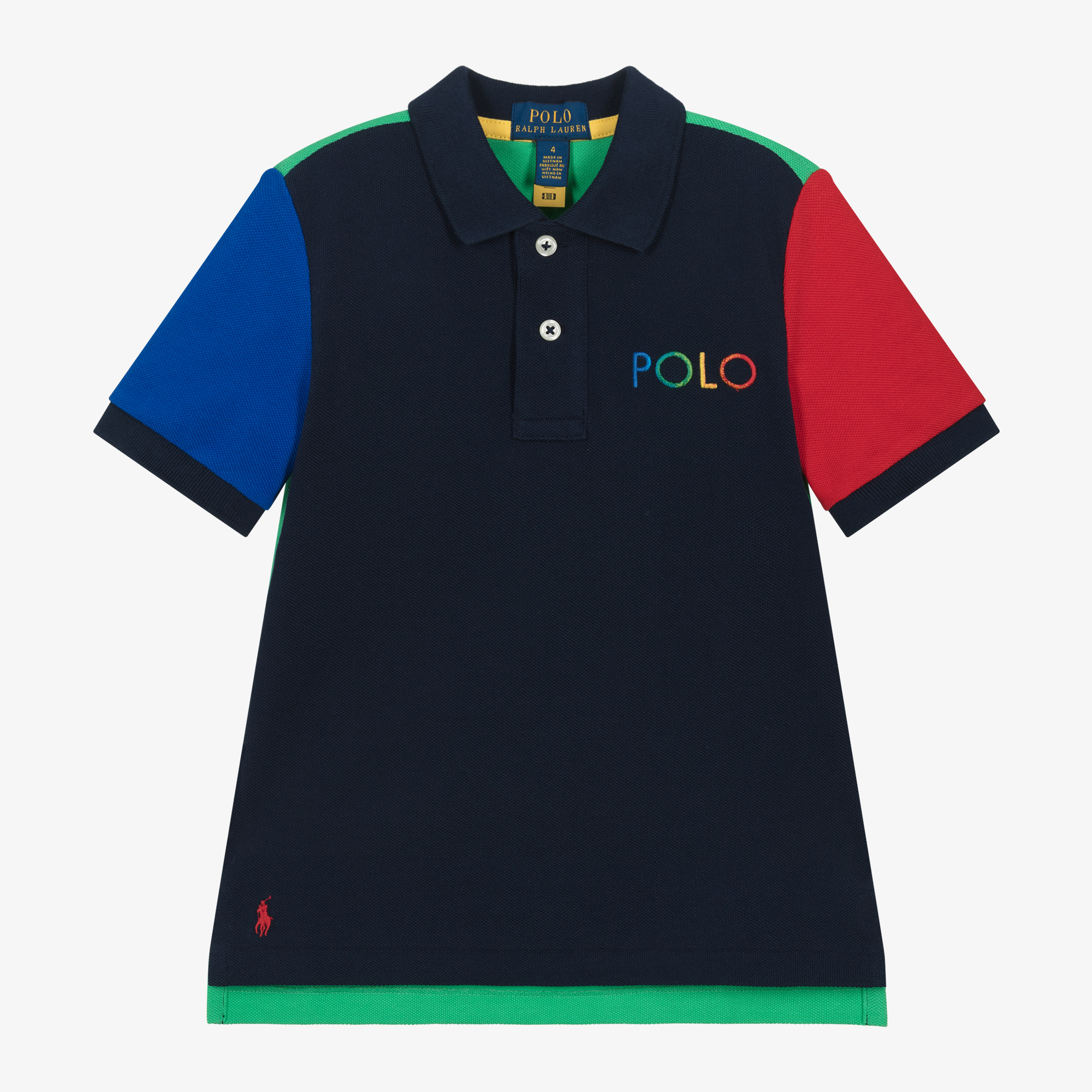 Ralph Lauren Boys Blue Colourblock Cotton Polo Shirt