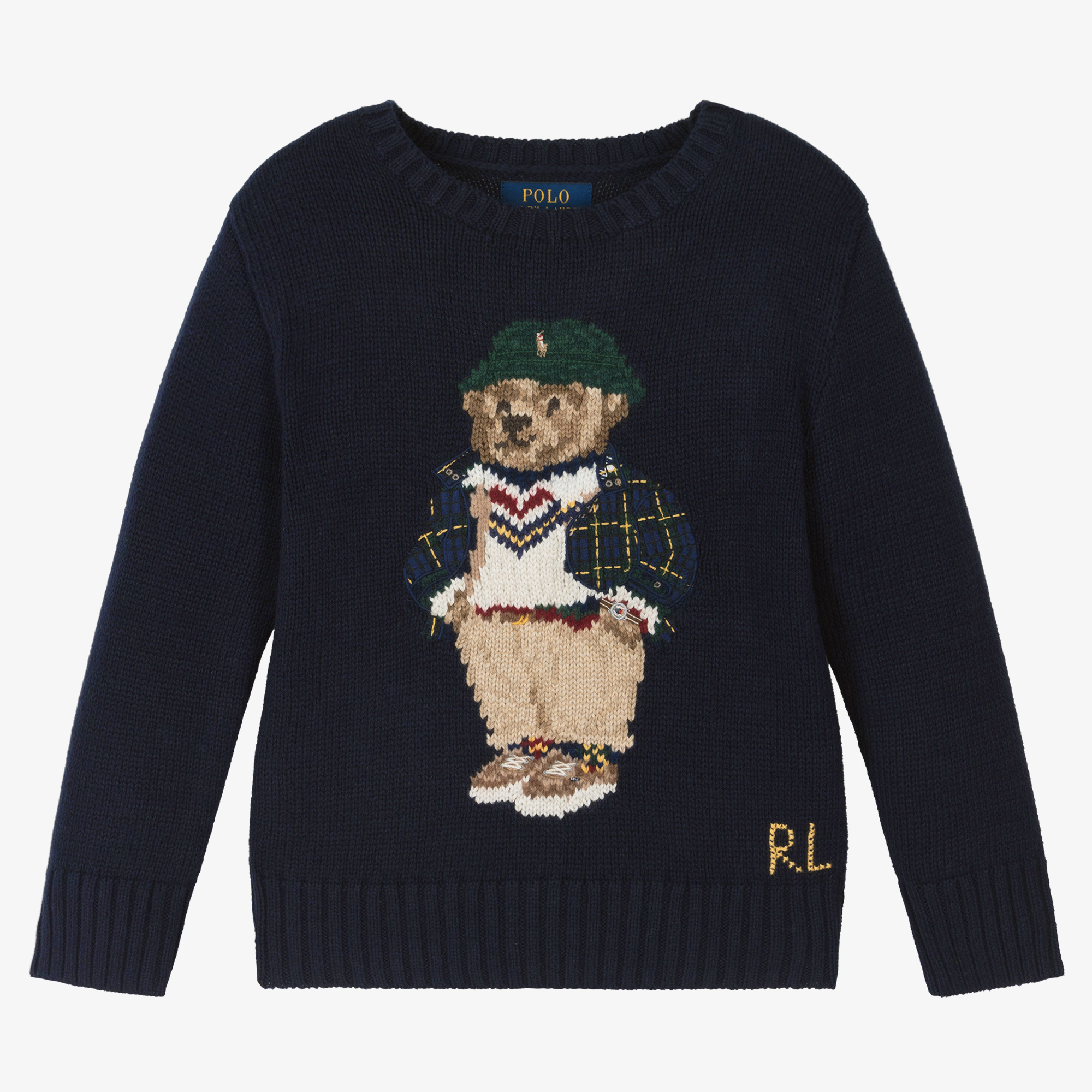 Ralph Lauren - Boys Navy Blue Cotton Polo Bear Sweater