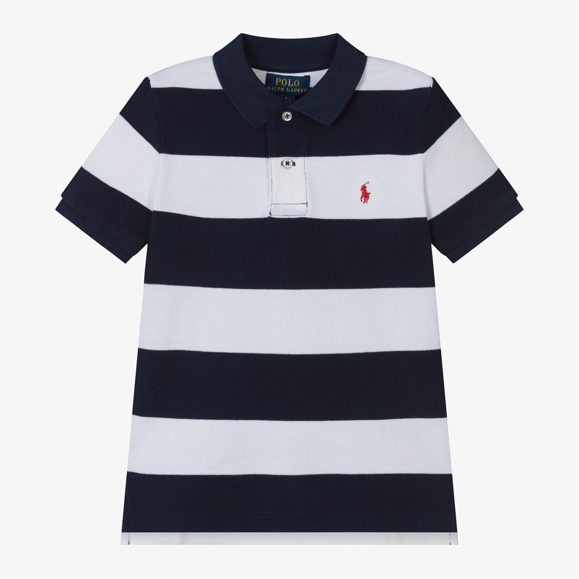 Ralph Lauren Boys Navy Blue Cotton Stripe Polo Shirt Childrensalon Outlet