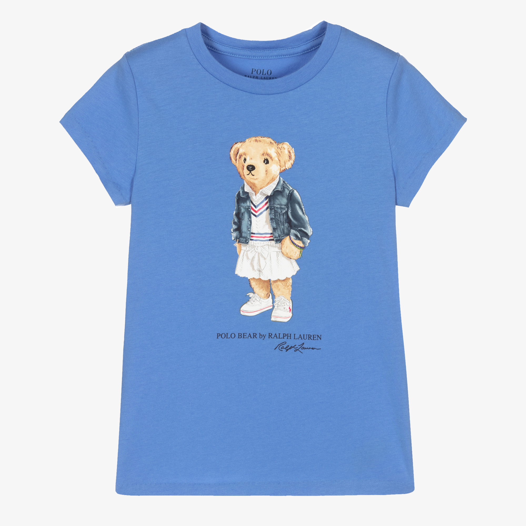 Polo Ralph Lauren Girls Blue Cotton Bear T Shirt Childrensalon Outlet