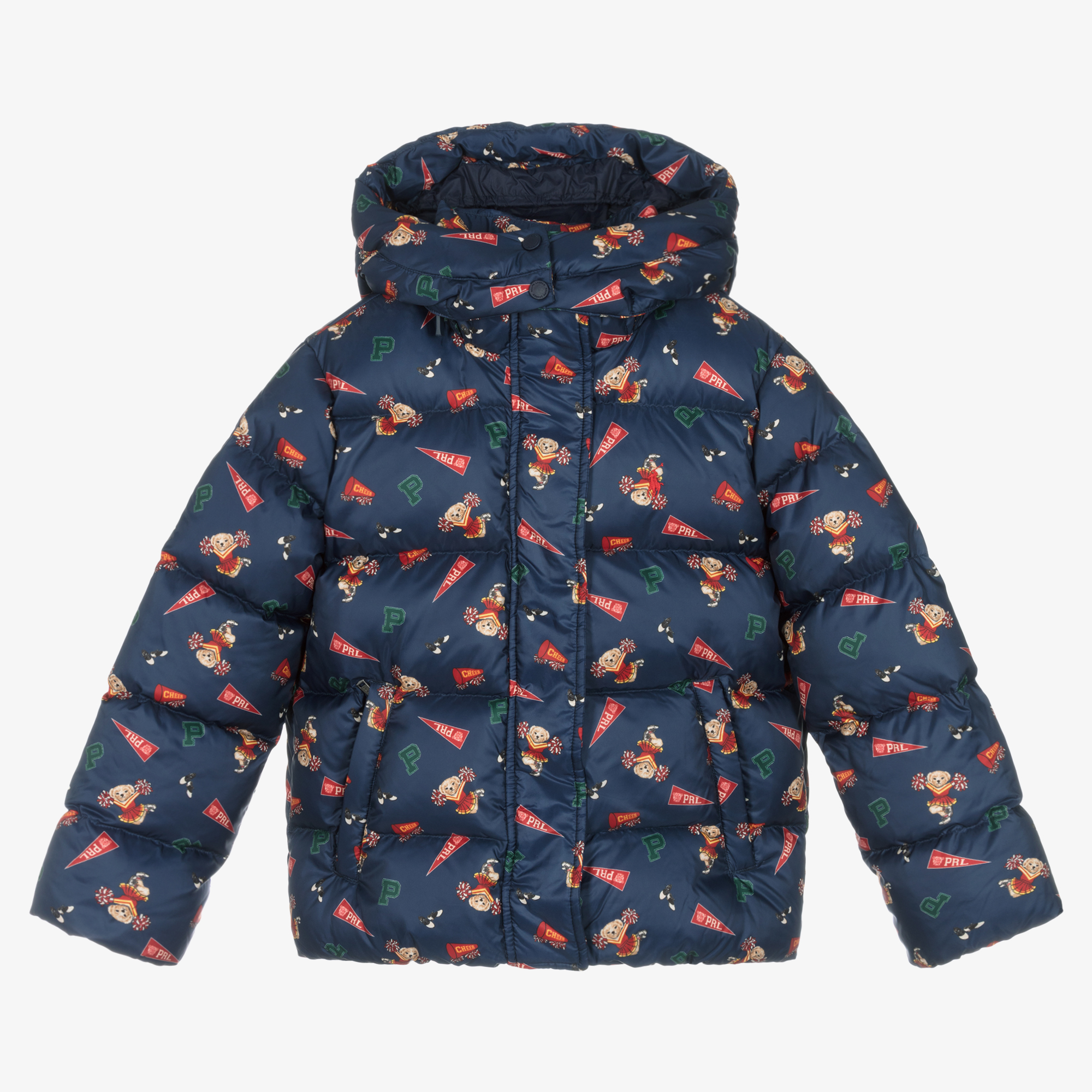 Ralph Lauren Girls Navy Blue Bear Down Puffer Jacket