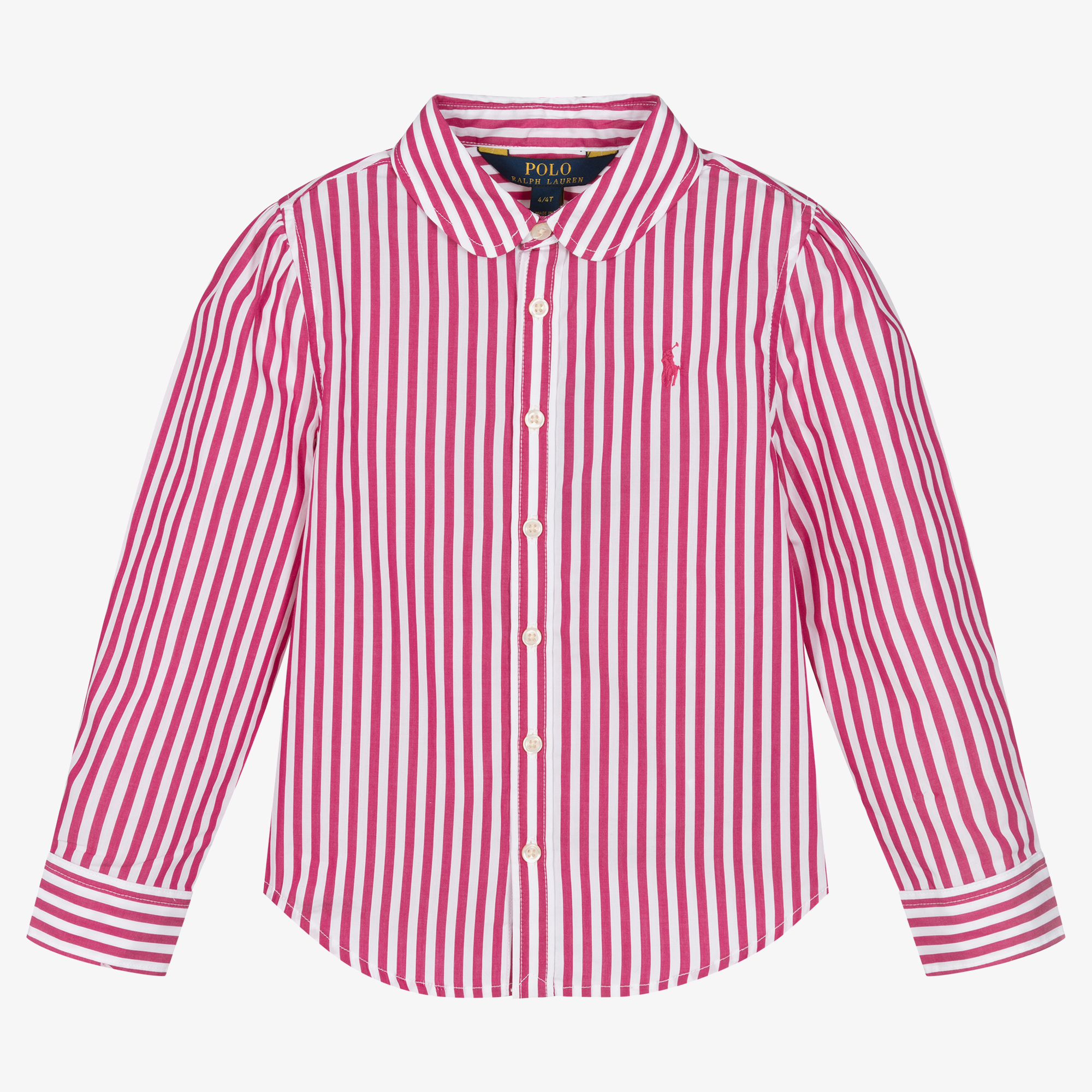 Ralph Lauren Girls Pink Striped Cotton Blouse Childrensalon Outlet