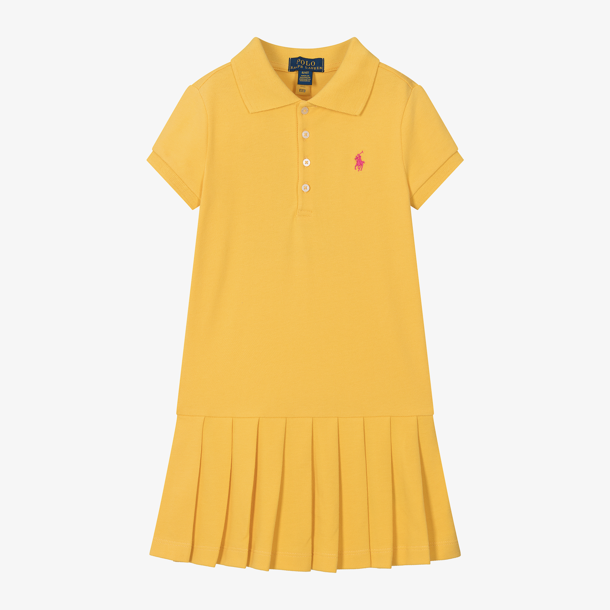 Ralph Lauren Girls Yellow Cotton Polo Dress Childrensalon Outlet