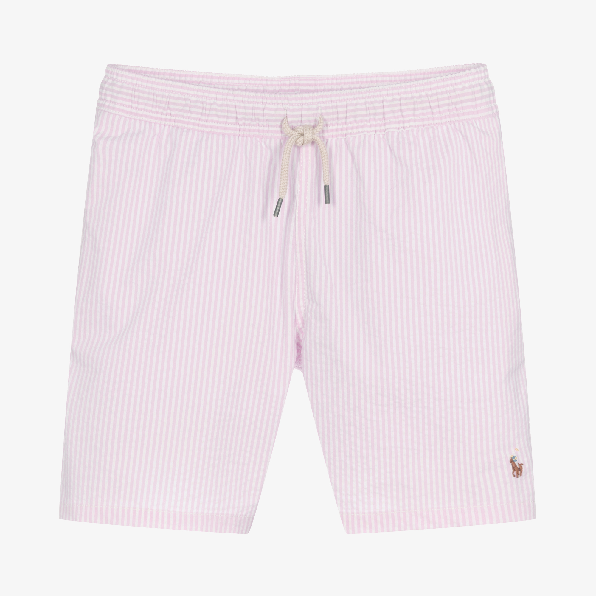 Ralph Lauren Teen Boys Pink Striped Seersucker Swim Shorts