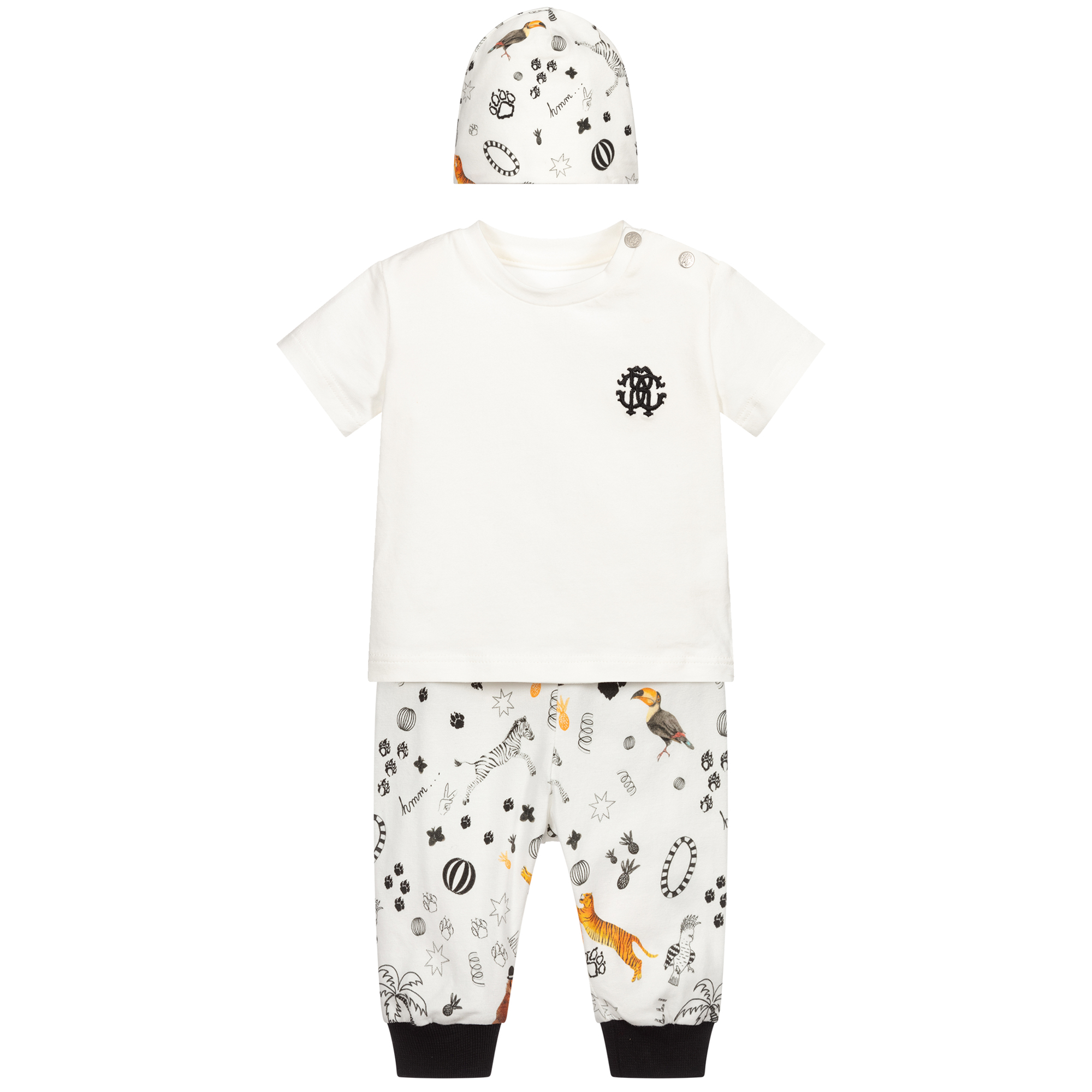 Roberto Cavalli Ivory Cotton Baby Outfit Set