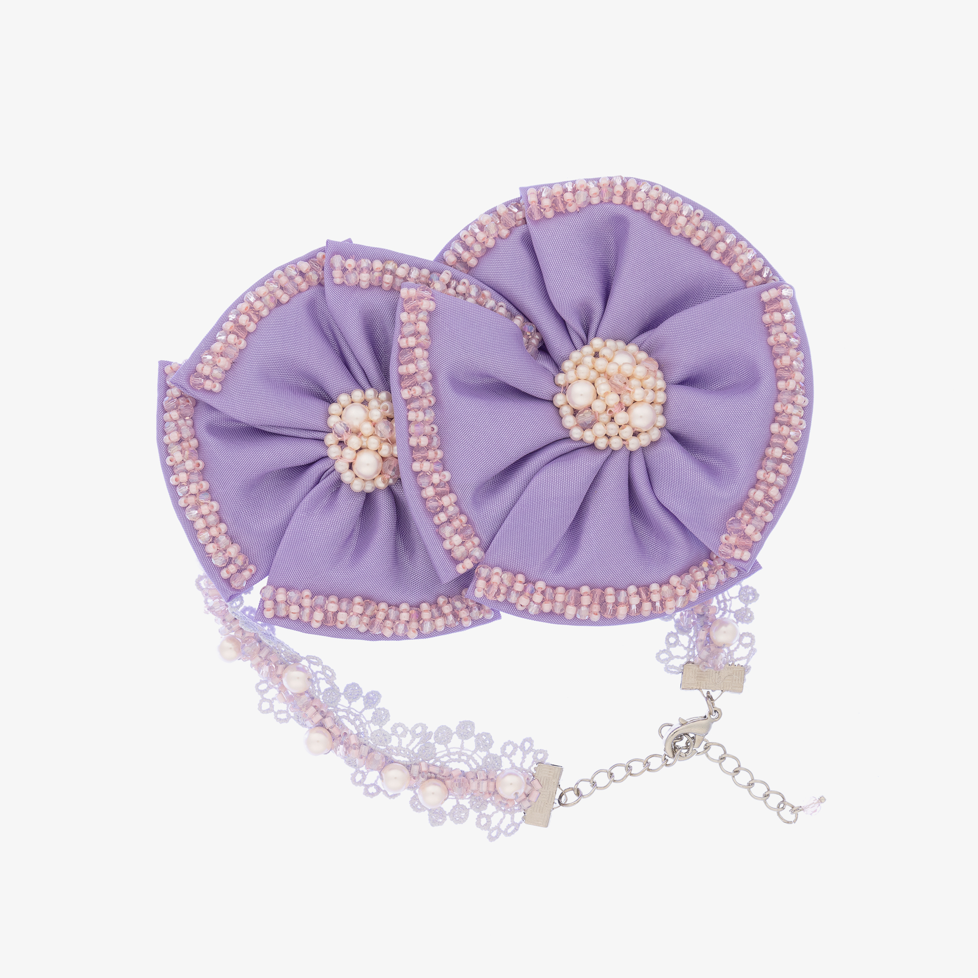 Sienna Likes To Party - Girls Purple Satin, Bead & Lace Necklace