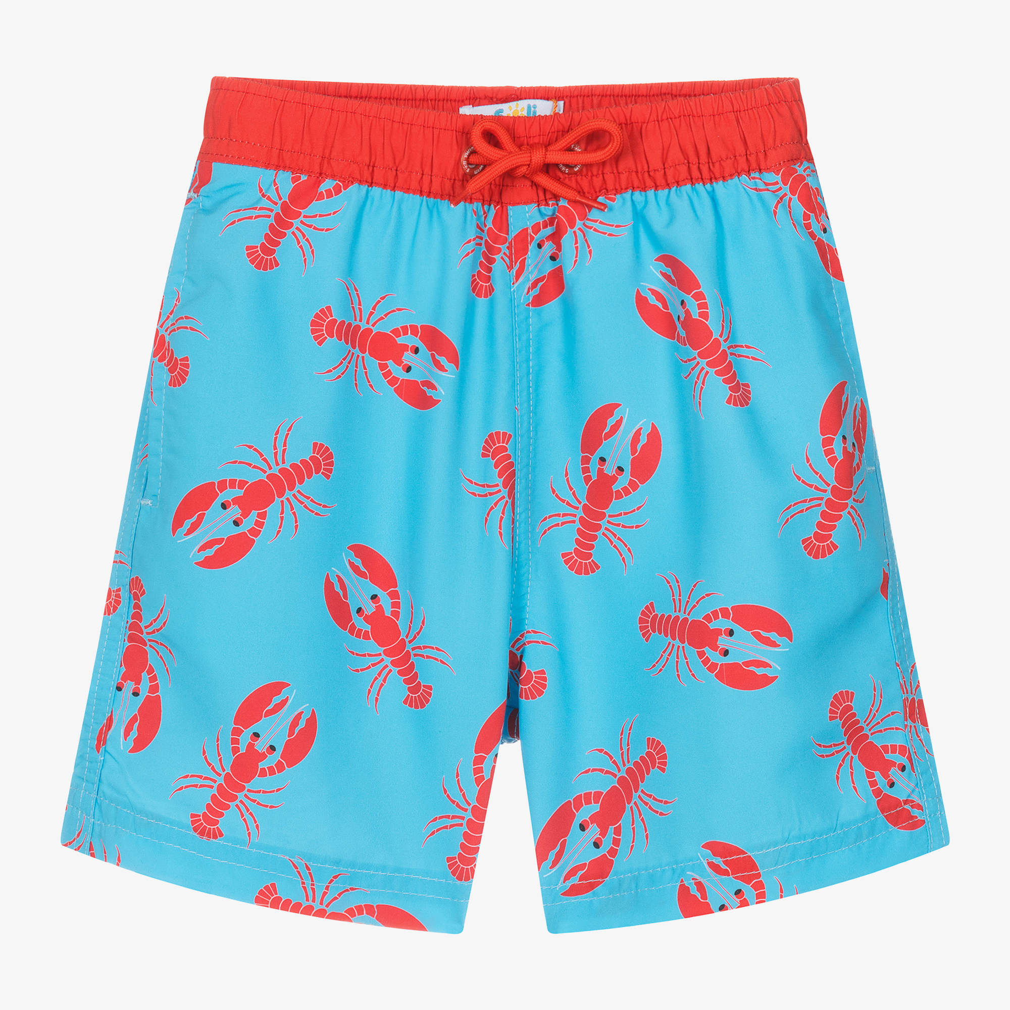 Soli Swim Boys Blue Lobster Print Swim Shorts