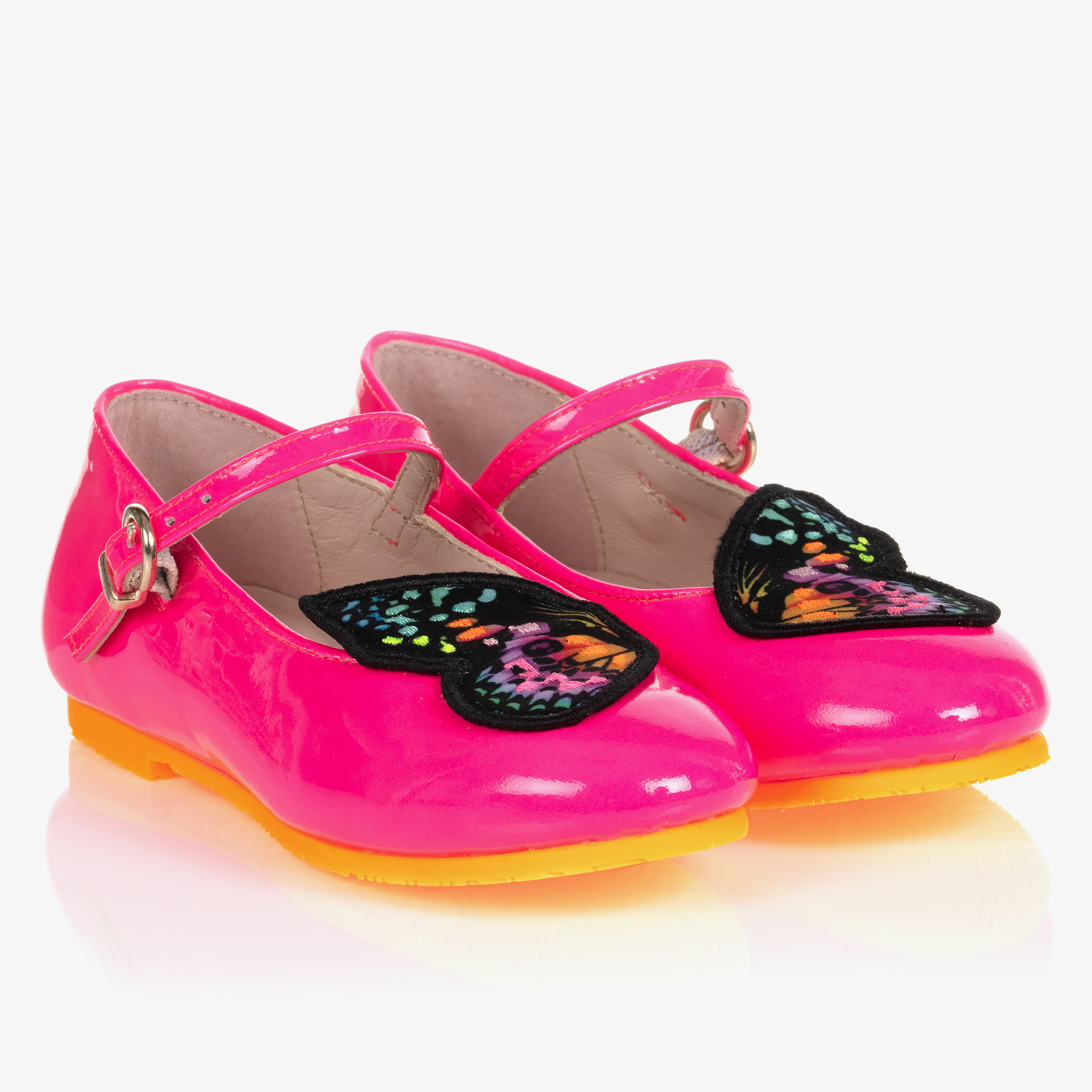 Sophia Webster Mini butterfly-print ballerina shoes - Pink