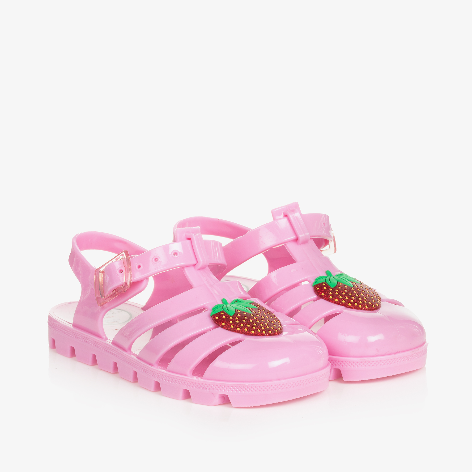 Sophia Webster Mini Girls Pink Strawberry Jelly Sandals