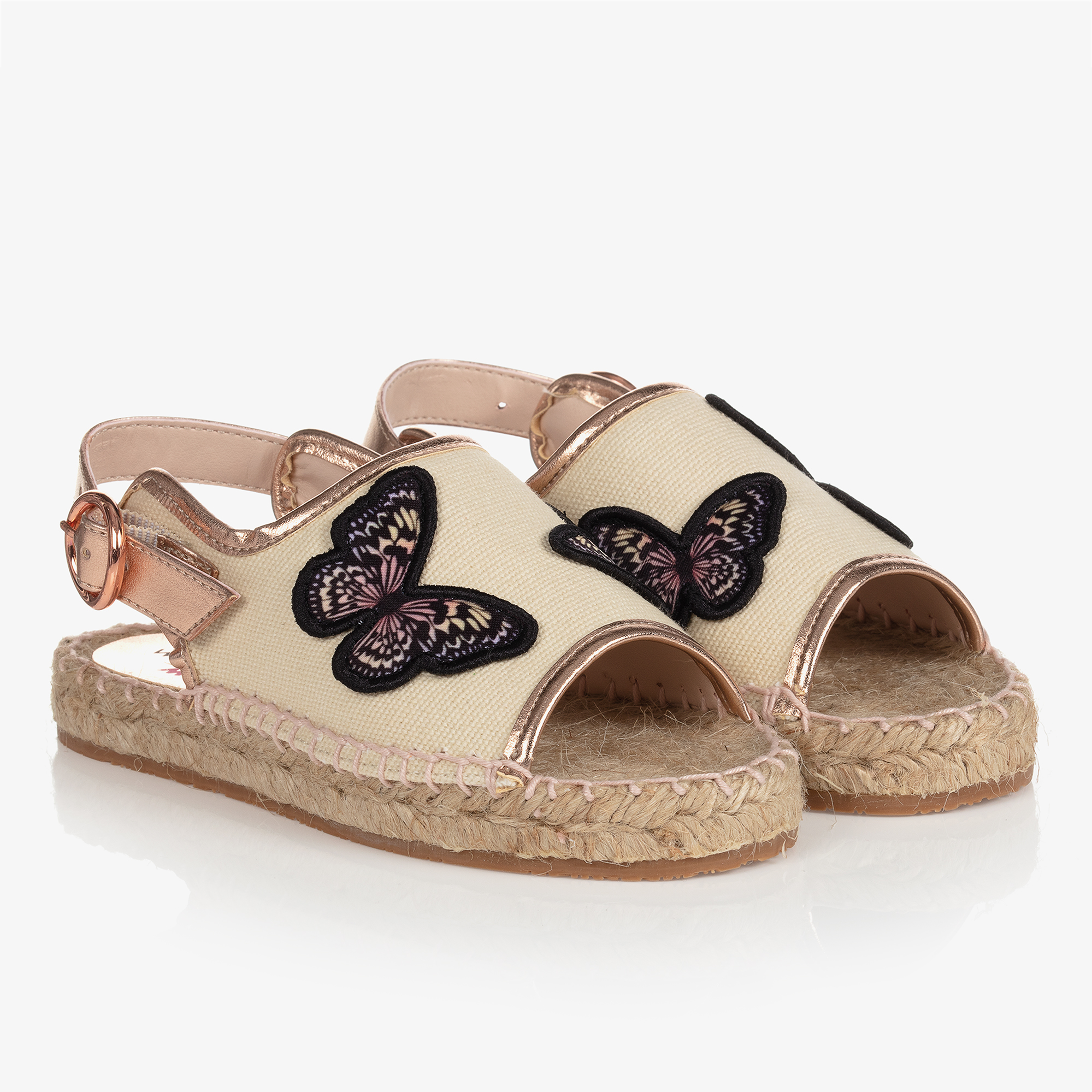 Sophia Webster Mini Ivory Gold Espadrille Sandals