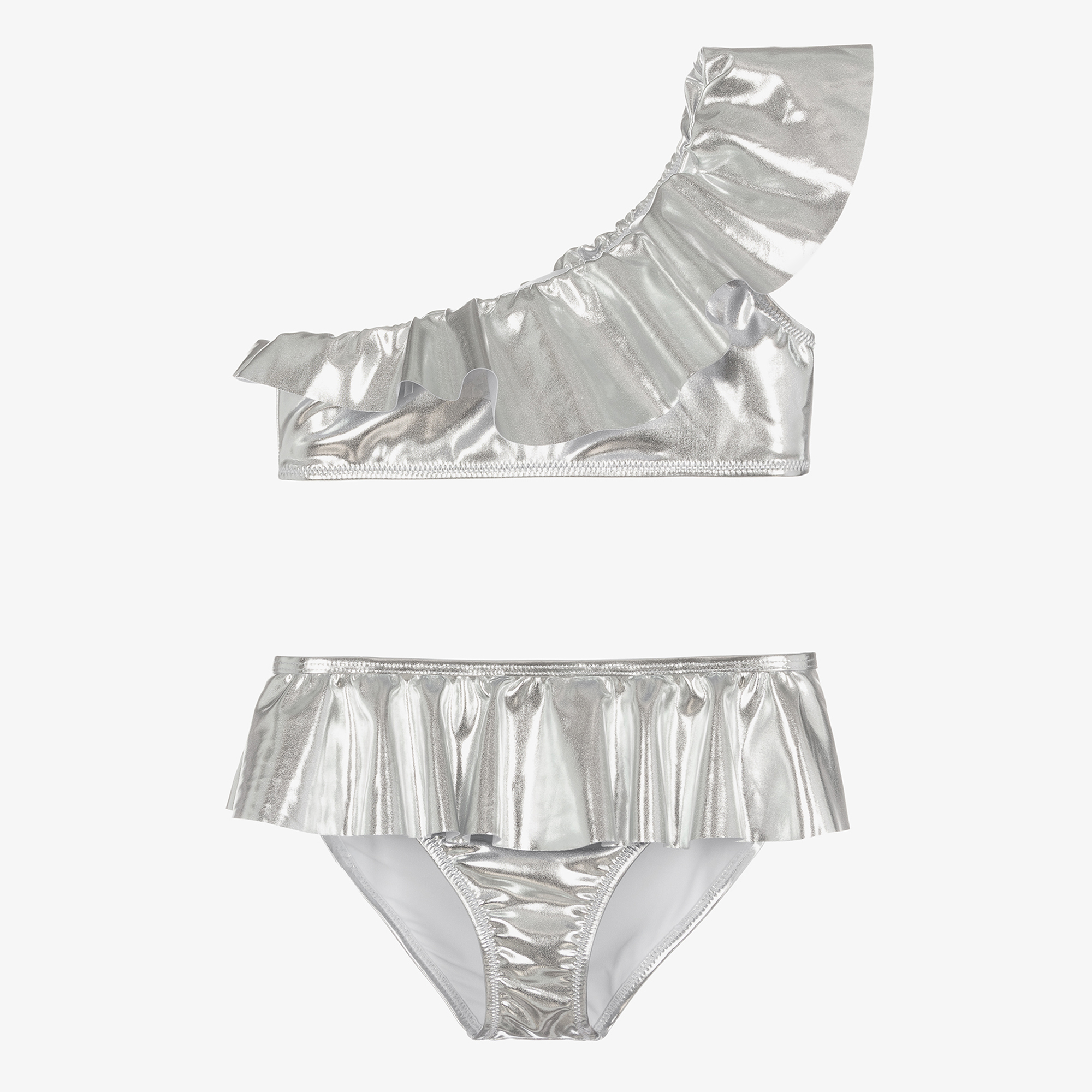 Stella Cove Teen Girls Silver One Shoulder Bikini