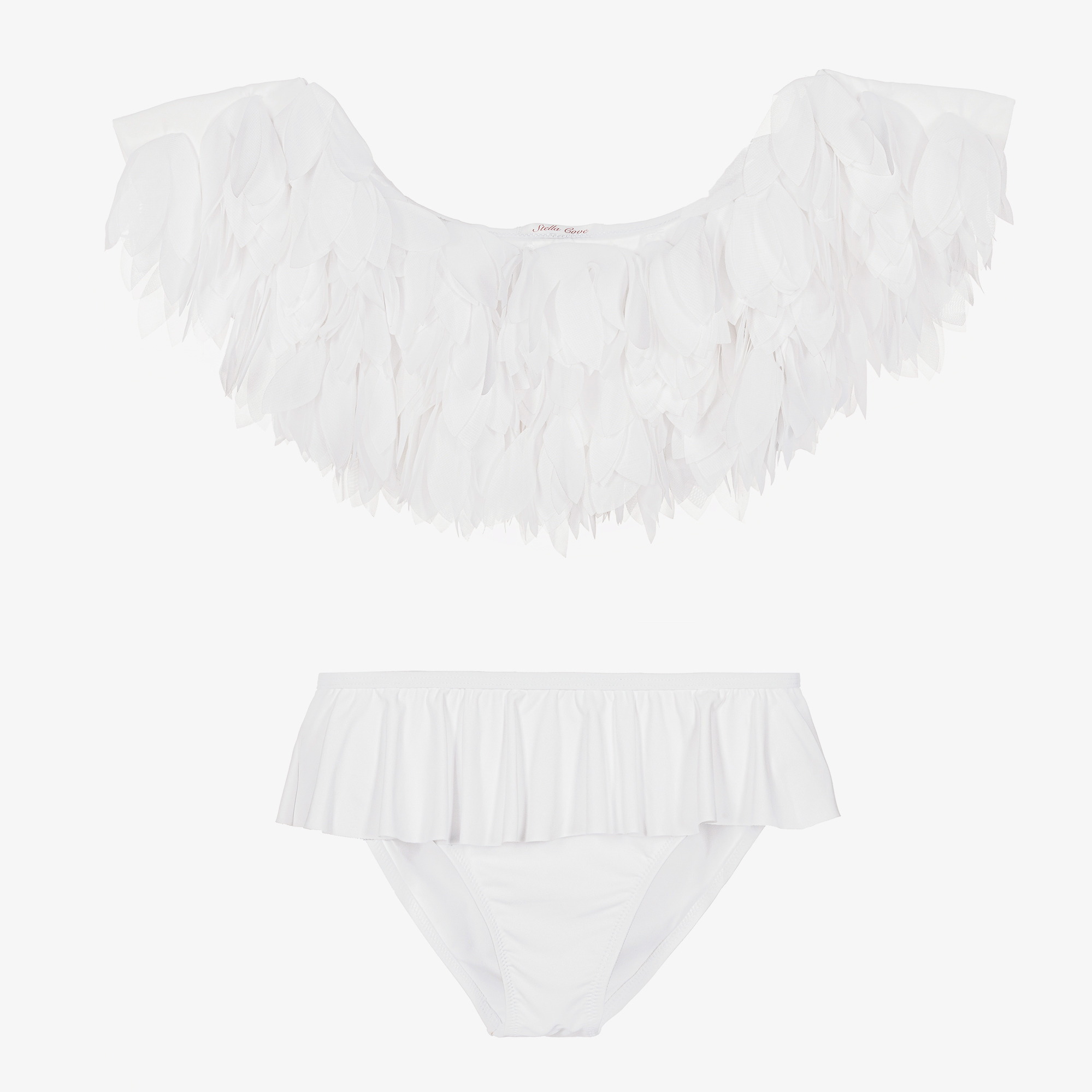 Stella Cove Teen Girls White Petals & Ruffle Bikini