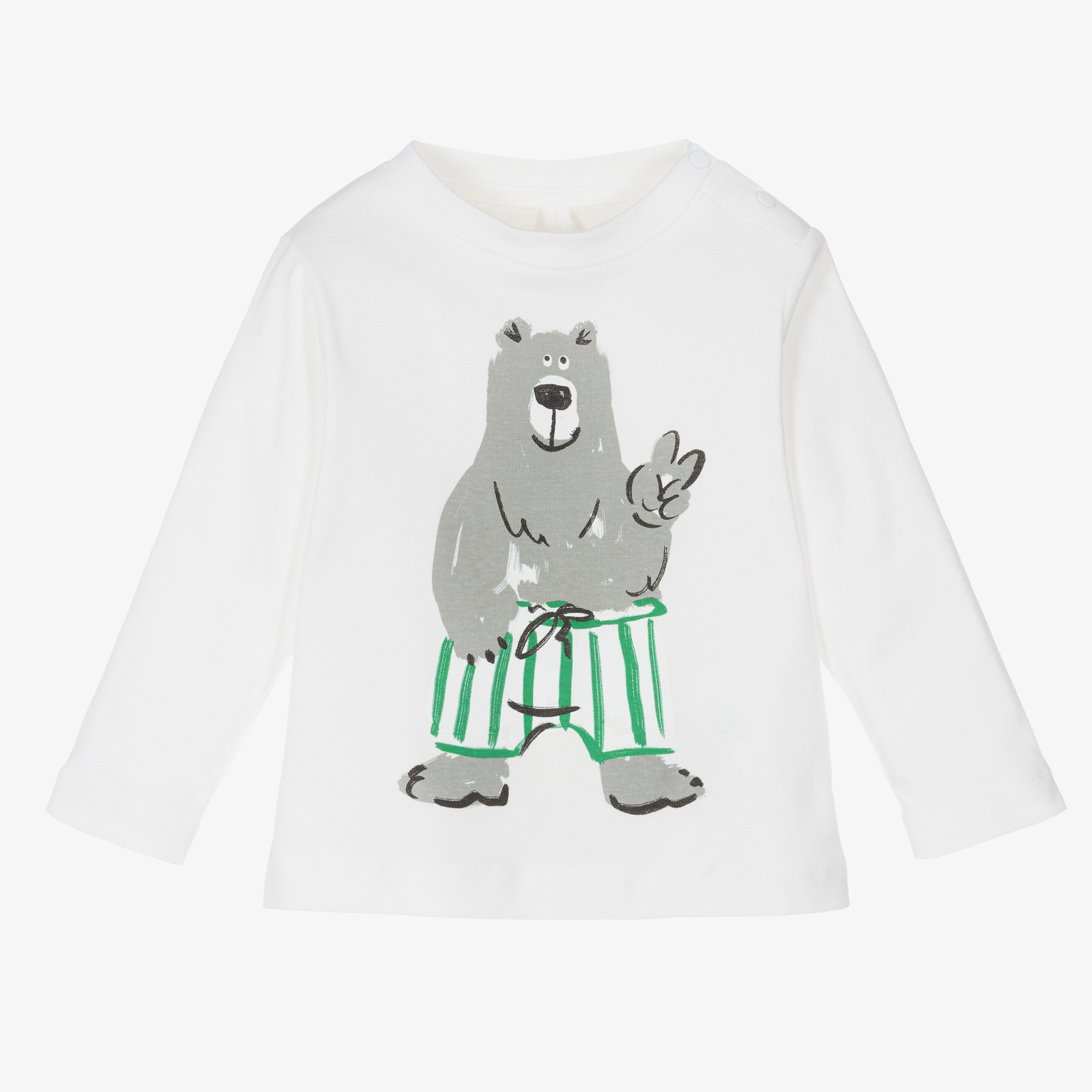 Stella McCartney Kids bear-print long-sleeve T-shirt - White