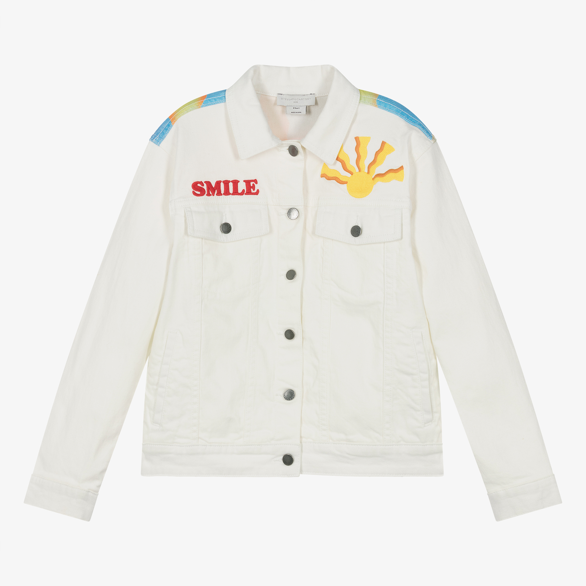 Stella McCartney Kids Teen Girls Ivory Denim Embroidered Jacket