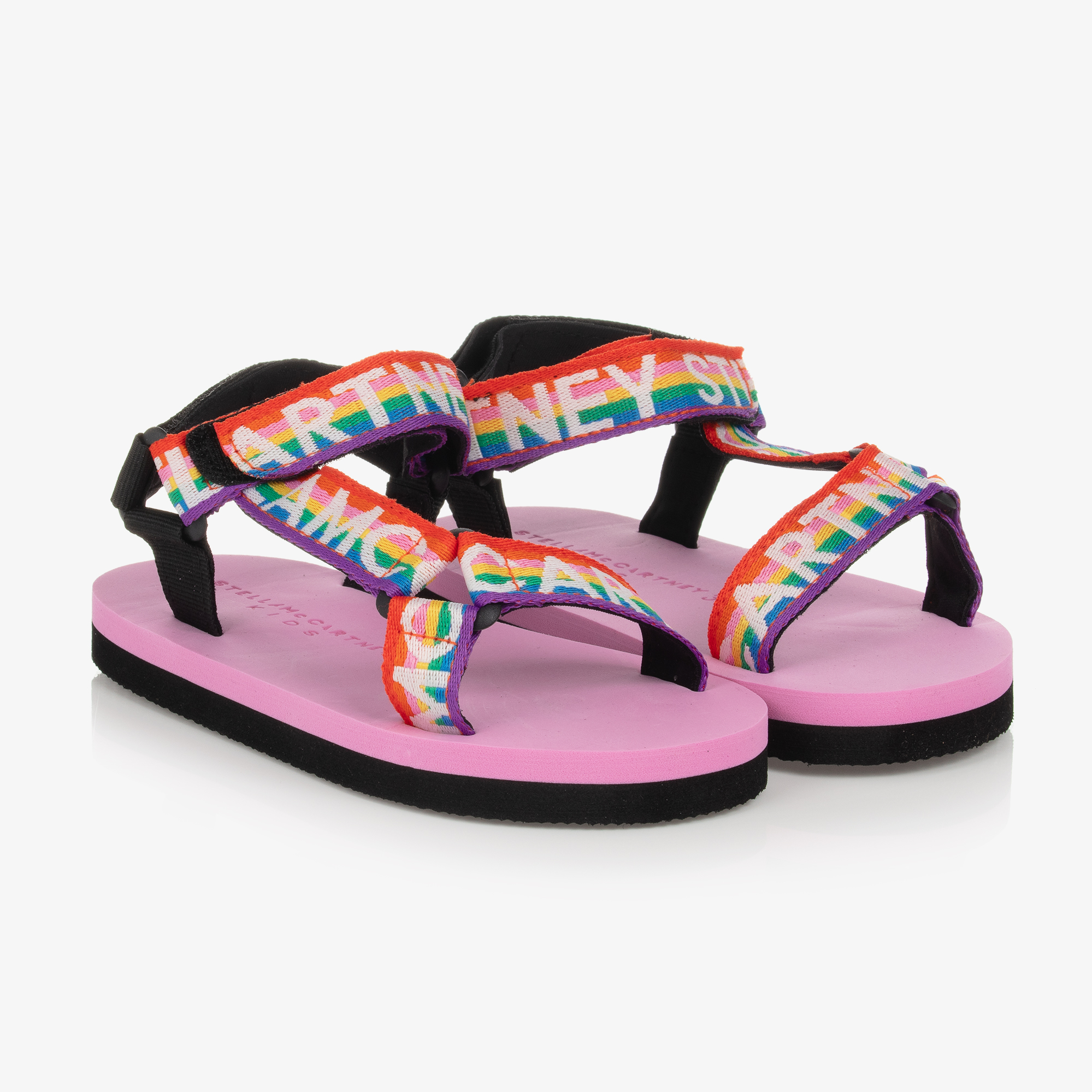 Stella McCartney Kids Teen Girls Pink Rainbow Logo Sandals