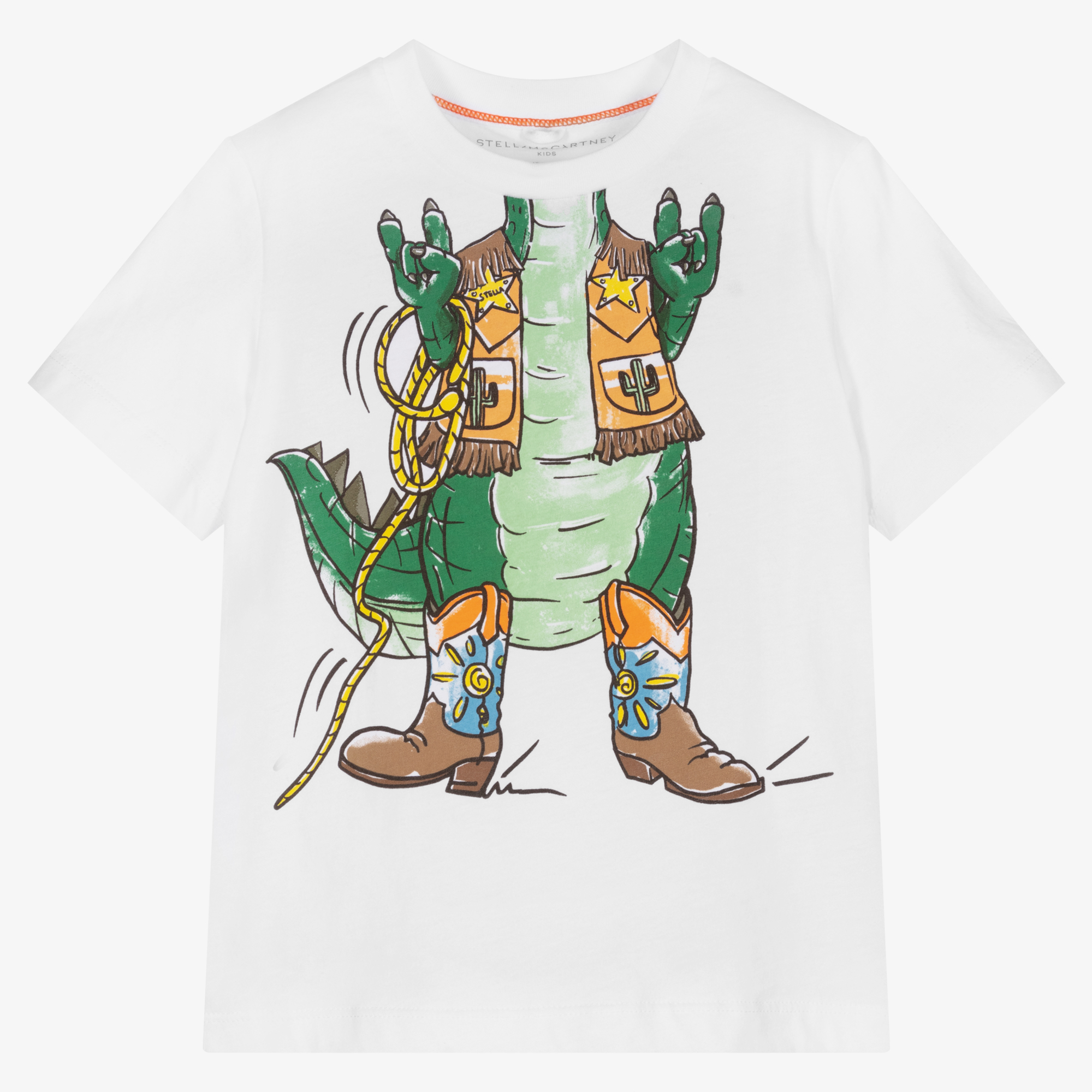 Stella McCartney Kids - White Crocodile Cowboy T-Shirt | Childrensalon  Outlet