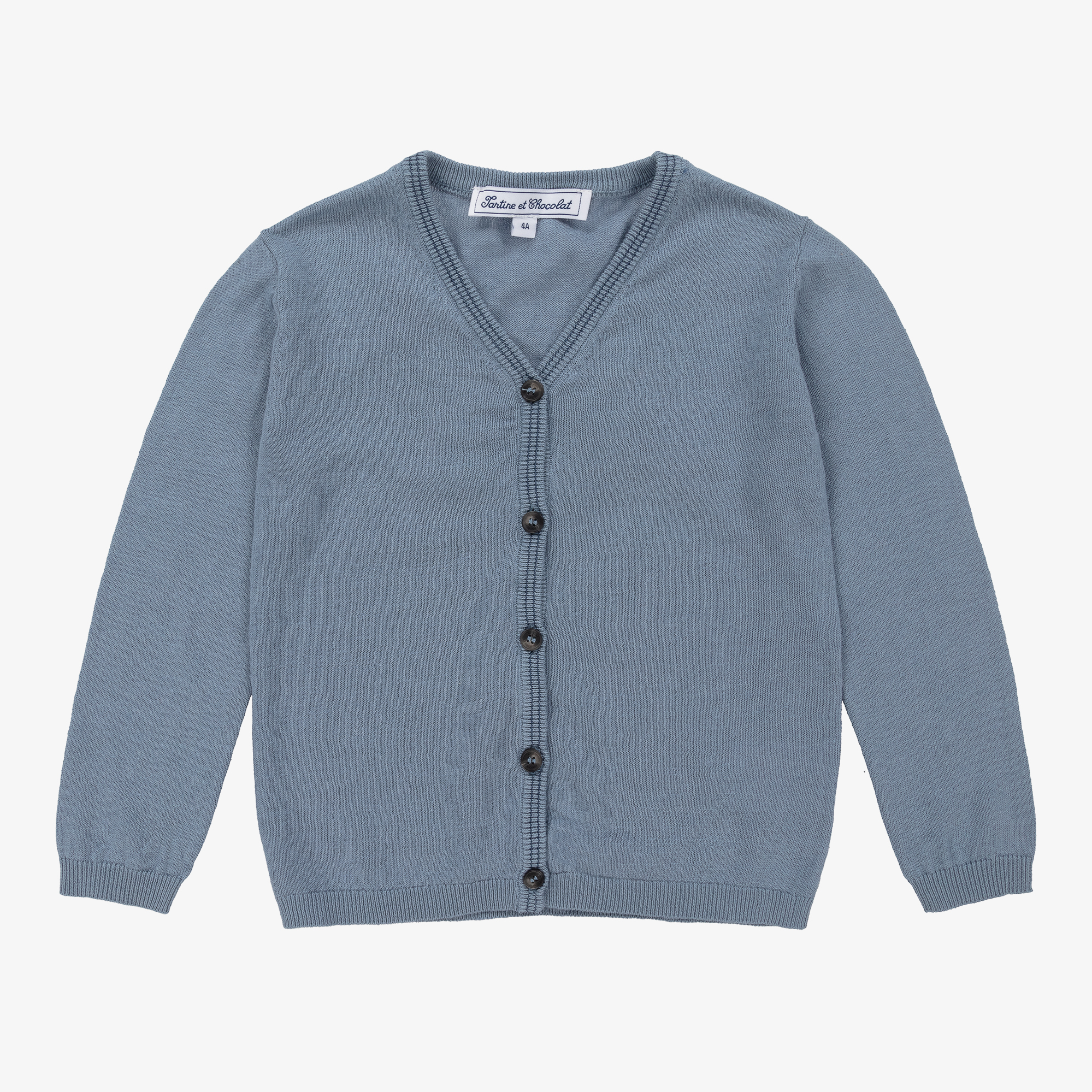 Tartine et Chocolat - Boys Blue Linen & Cotton Knit Cardigan